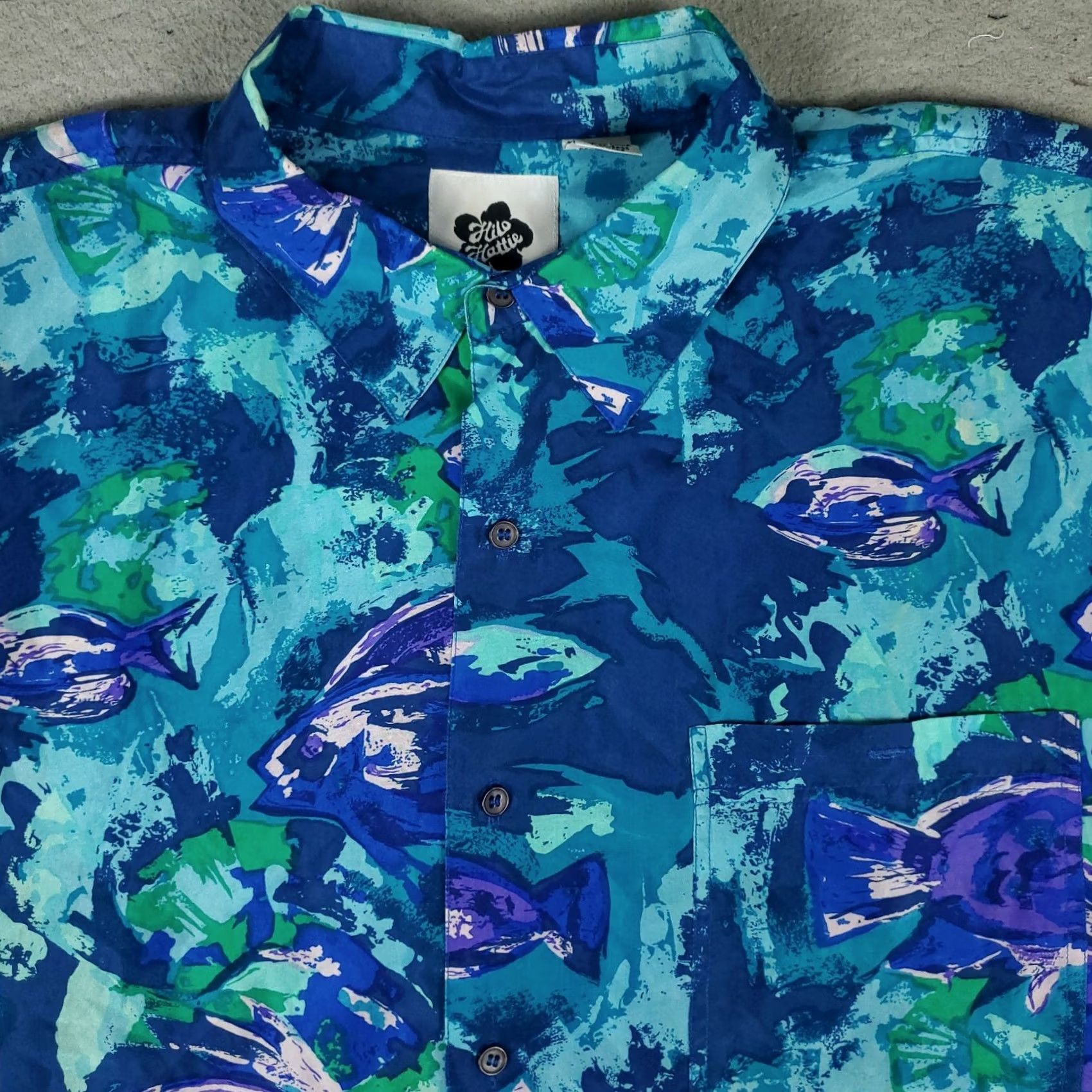 Hilo Hattie Hilo Hattie Shirt Mens XL Blue Fish Print Hawaiian Button Up Short Sleeve Shirt Size US XL / EU 56 / 4 - 2 Thumbnail