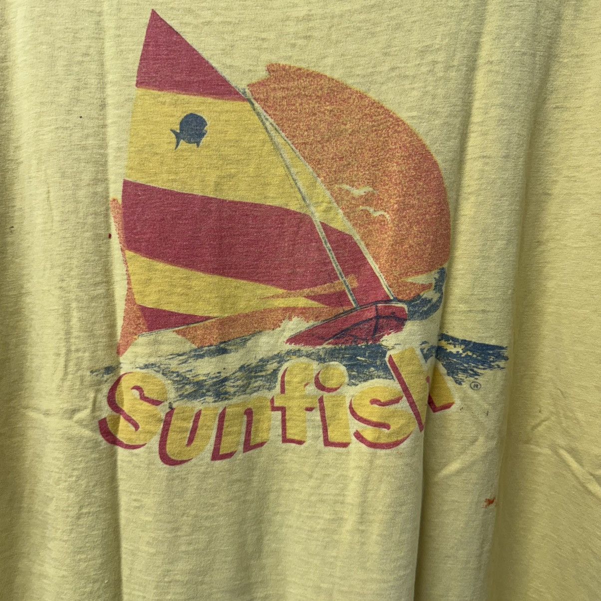Japanese Brand × Vintage Vintage 70s Distressed Sunfish Sailing Surf Pocket Tee Size US XL / EU 56 / 4 - 15 Thumbnail