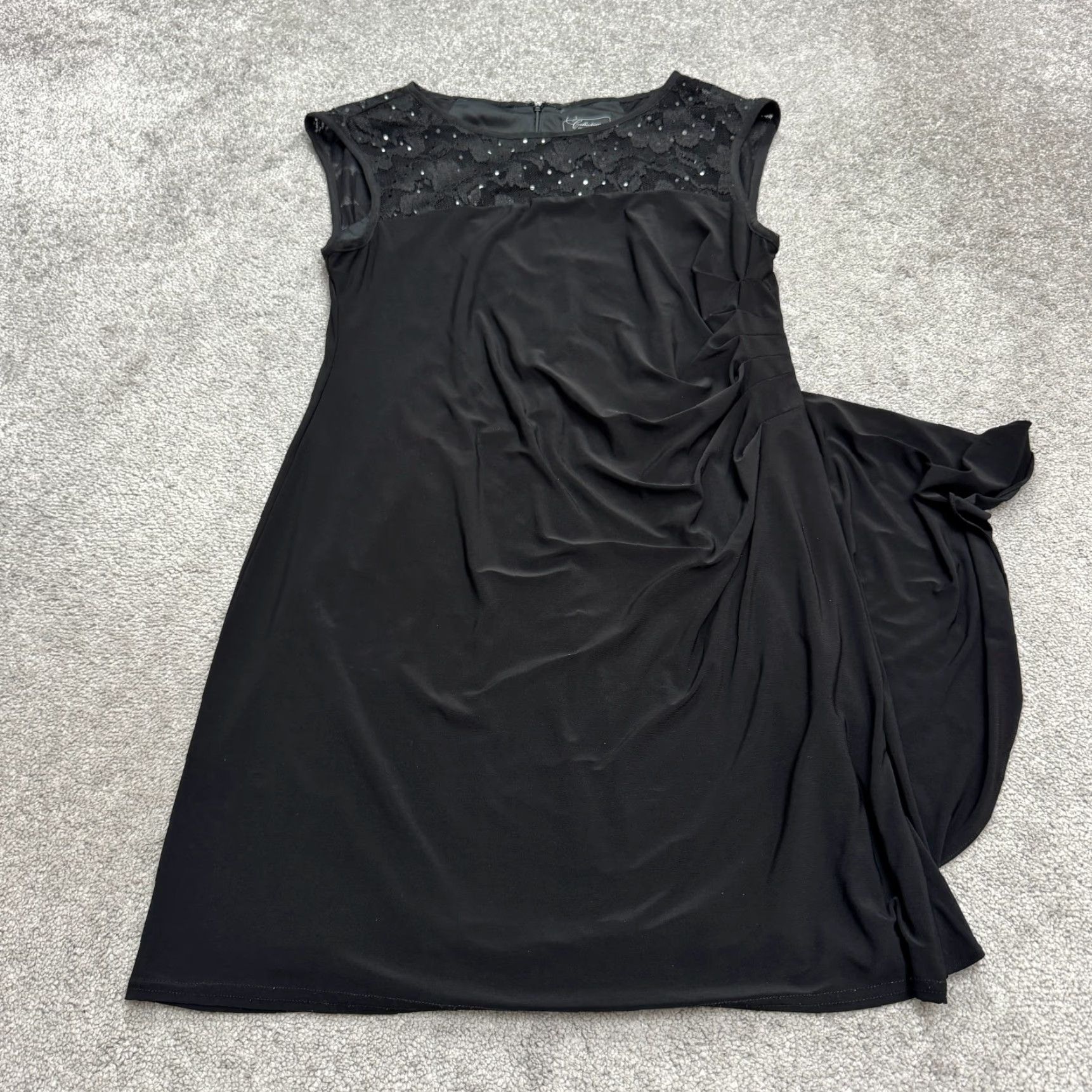 lace slip dress black Lace Trim Satin Slip Midi Dress main image 1