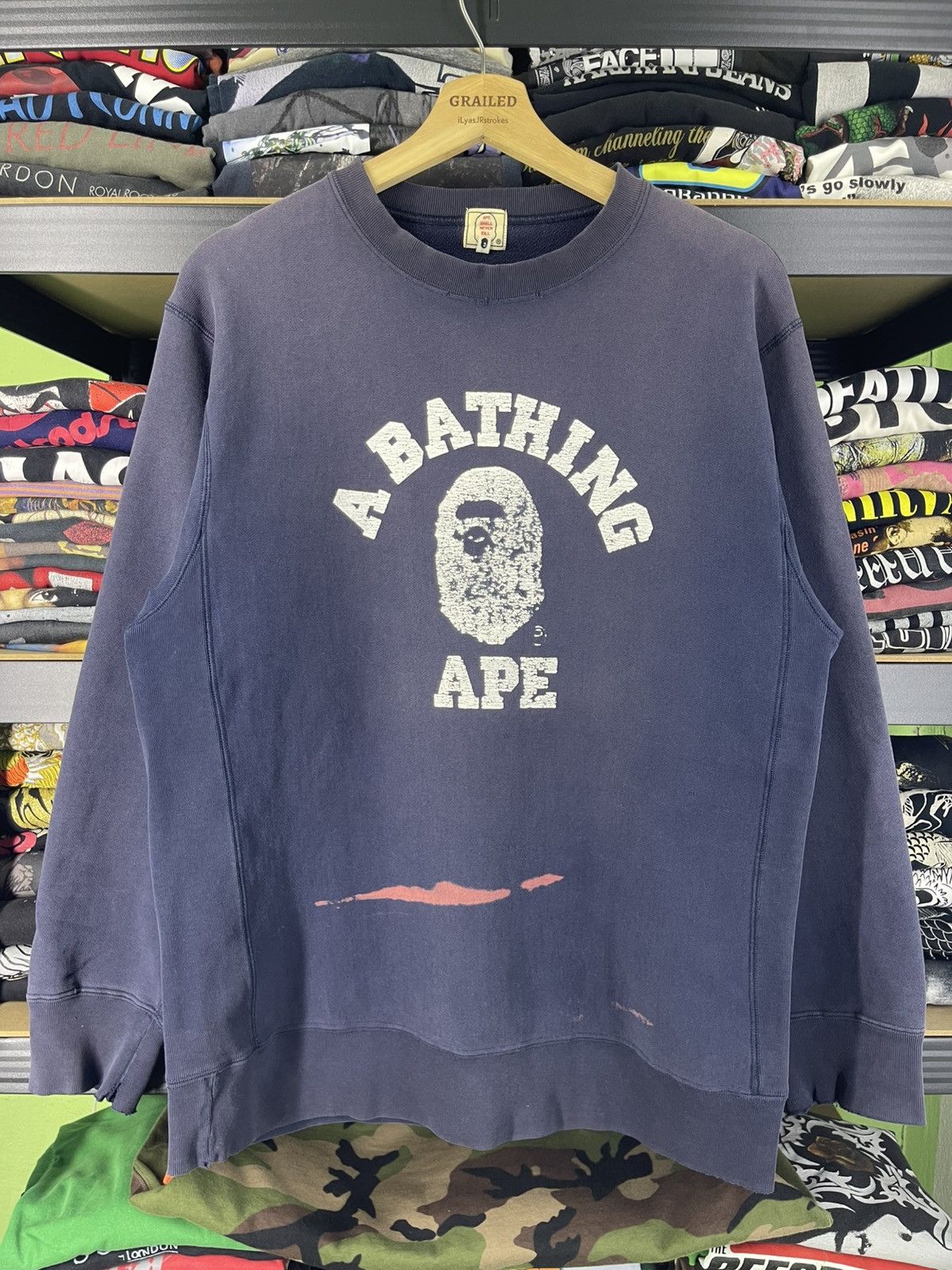Bape Vintage A Bathing Ape (BAPE) Distressed swetshirt Size US M / EU 48-50 / 2 - 1 Thumbnail