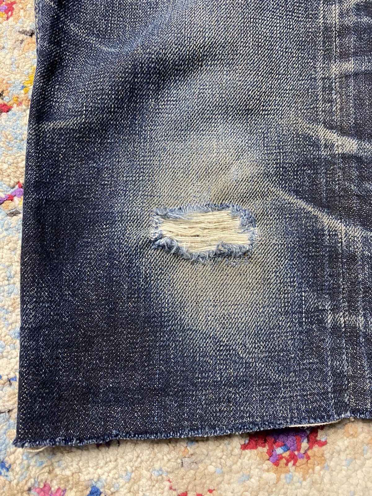EIGHT-G × Japanese Brand × Vintage Eight G Lot 601 Rokumaru Vintage Style 15oz distressed & cut Size US 29 - 22 Thumbnail