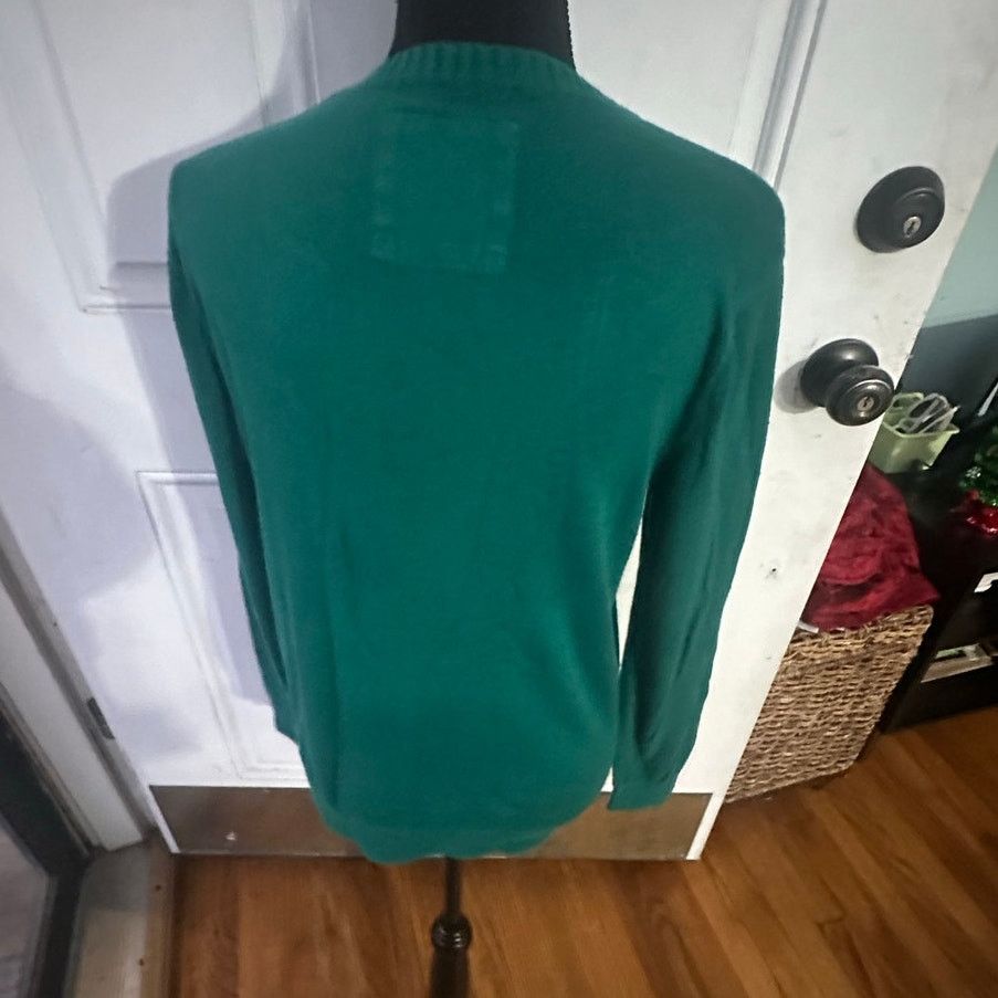 Hollister Hollister Co. Green V-Neck Sweater Embroidered Seagull Logo Size S / US 4 / IT 40 - 3 Thumbnail