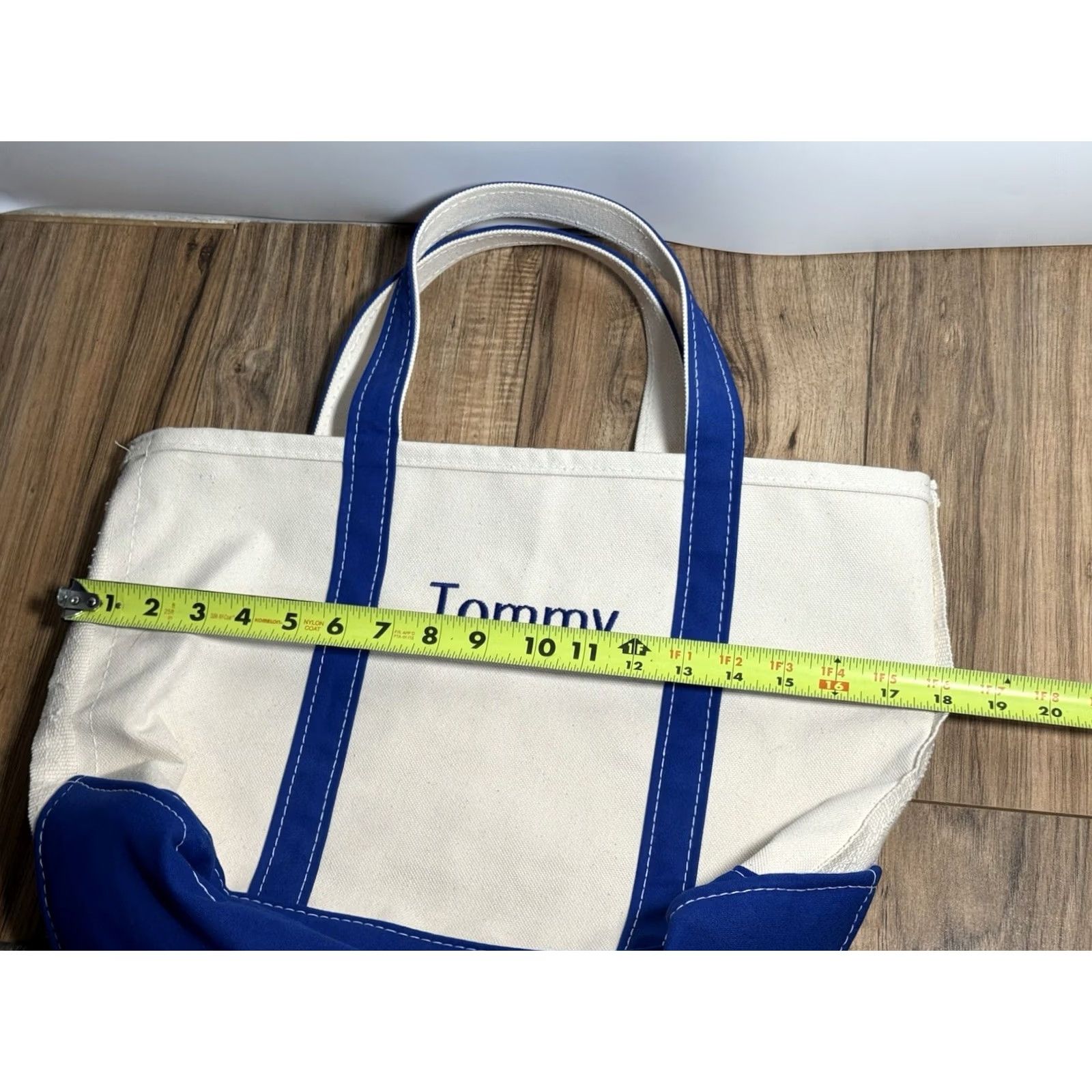 Vintage VINTAGE LL BEAN Boat And Tote Bag Canvas Embroidered “TOMMY” Monogram Blue Almond Medium Bag Womens/Mens Size ONE SIZE - 8 Thumbnail