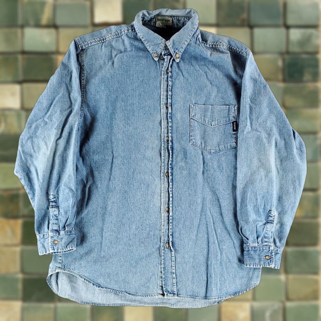 Guess VINTAGE Guess Denim Button Down Shirt Blue Aztec Southwest Mens L Size US L / EU 52-54 / 3 - 1 Thumbnail