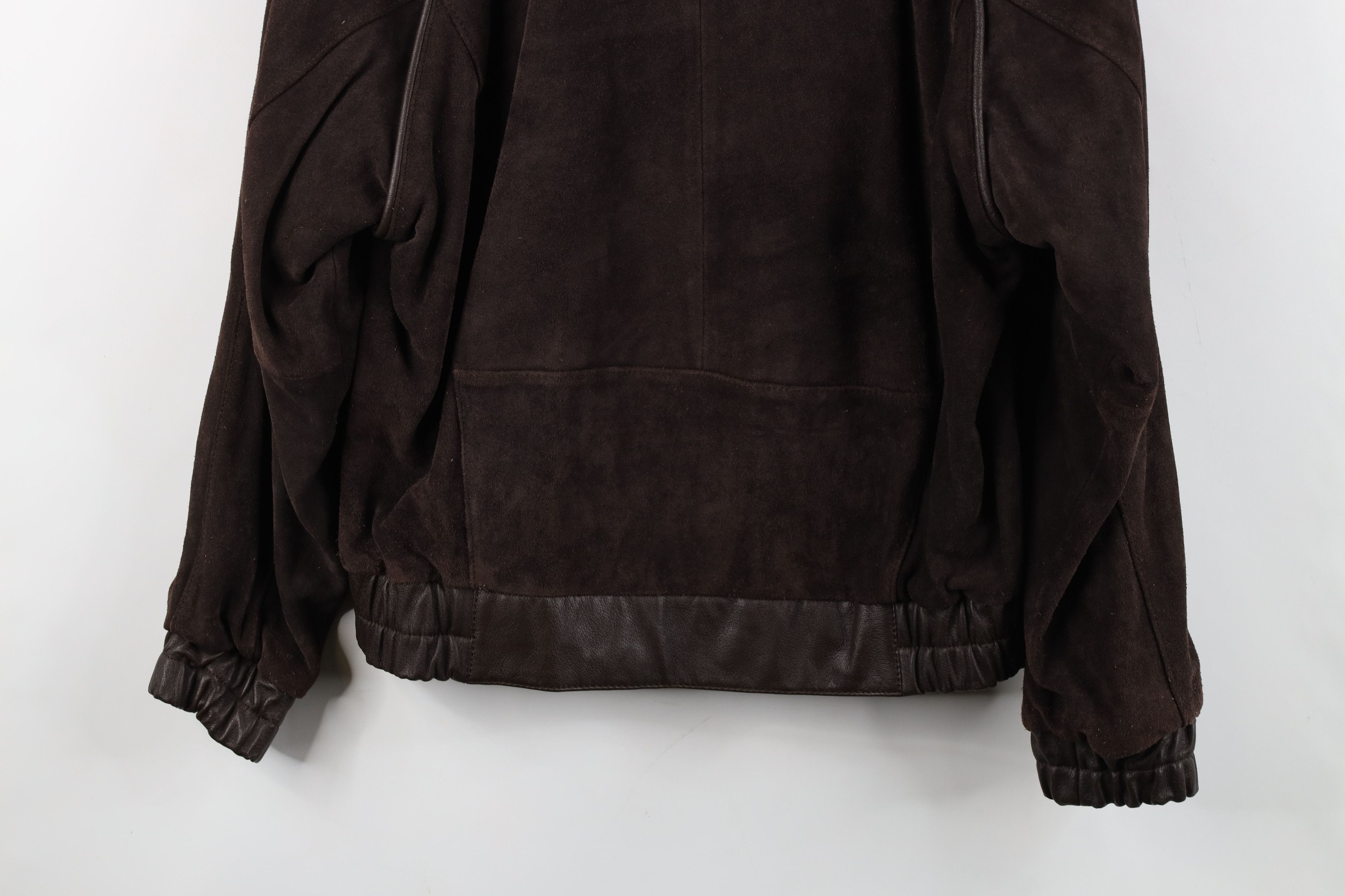 Vintage Vintage 80s 90s Streetwear Leather Bomber Jacket Dark Brown Size L / US 10 / IT 46 - 14 Thumbnail