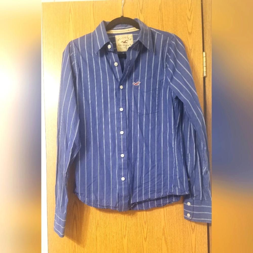 Designer Hollister Men's Blue Striped Shirt Size Small Size US S / EU 44-46 / 1 - 1 Thumbnail