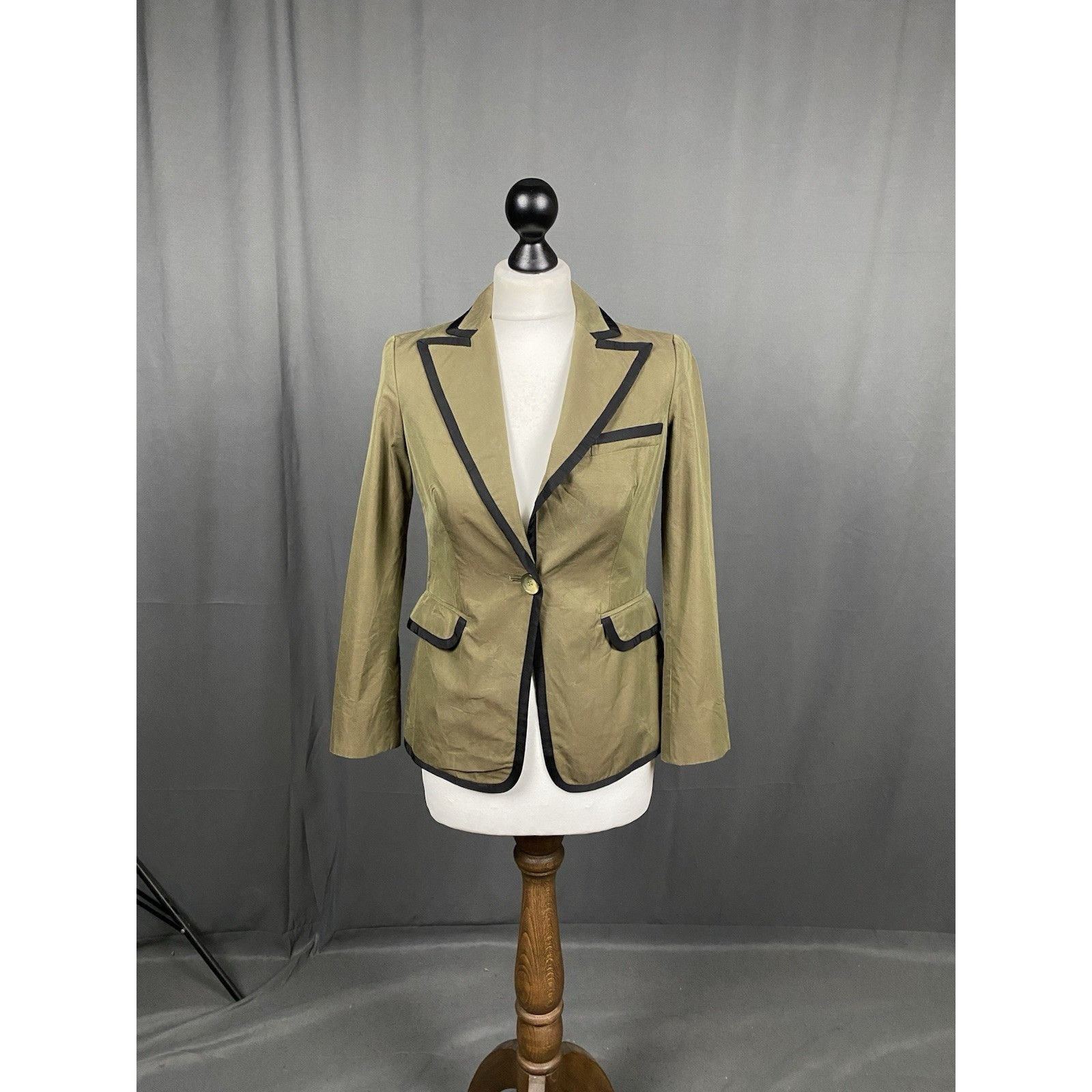 Etro Etro Contrast Stitch Women's Green 1-Button Blazer Jacket Si Size XS / US 0-2 / IT 36-38 - 3 Thumbnail