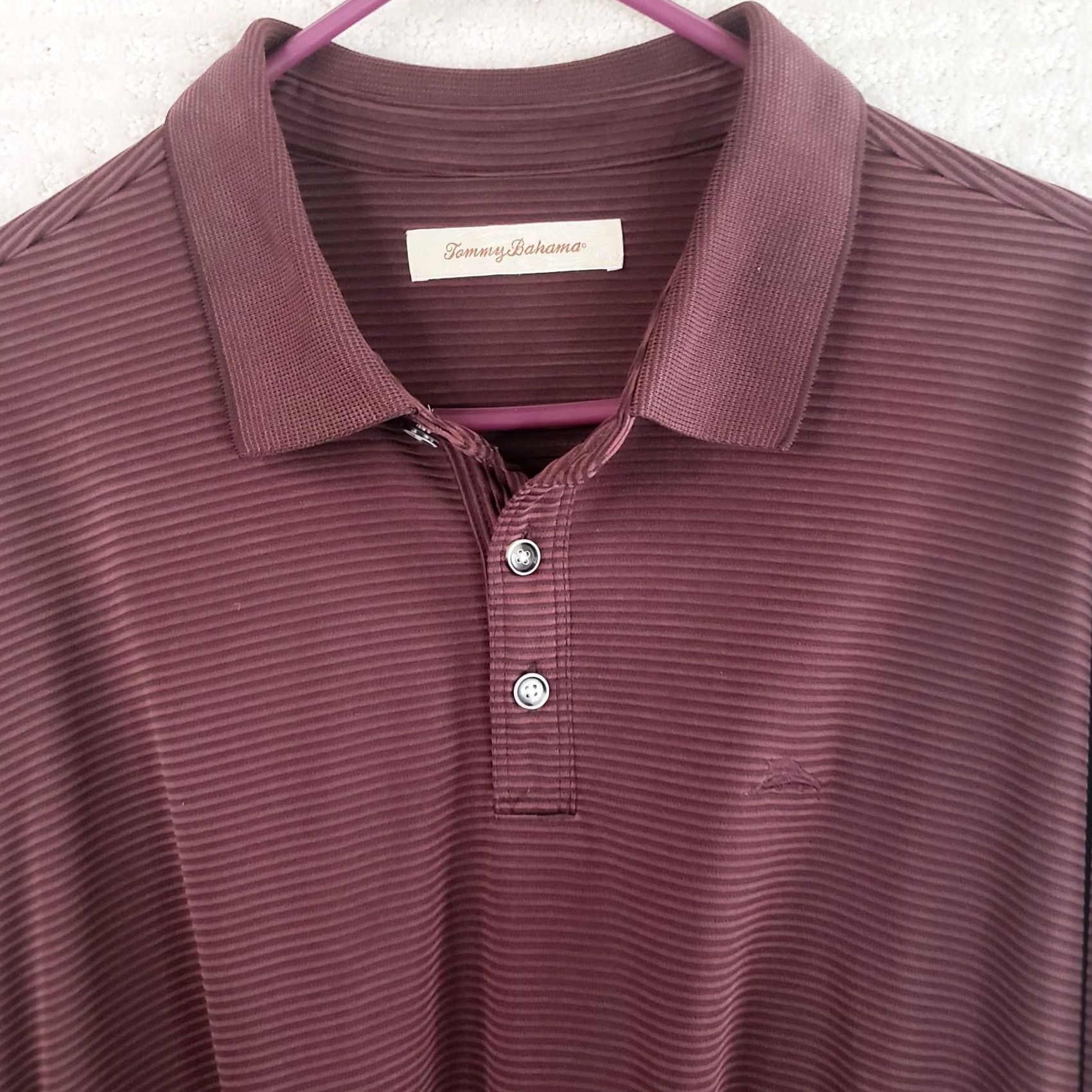 Tommy Bahama Tommy Bahama Mens 2XL Burgundy Modal Poly Supima Long Sleeve Polo Shirt Logo Size US XXL / EU 58 / 5 - 3 Thumbnail