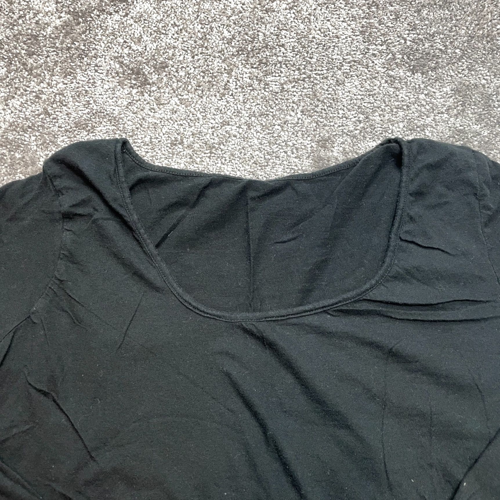 Vintage VINTAGE Unbranded Shirt Womens M Scoop Neck Long Sleeve Basic Soft Lightweight Top Black - Regular Fit, Cotton Knit, Casual, 90s, Ladies Size M / US 6-8 / IT 42-44 - 2 Thumbnail
