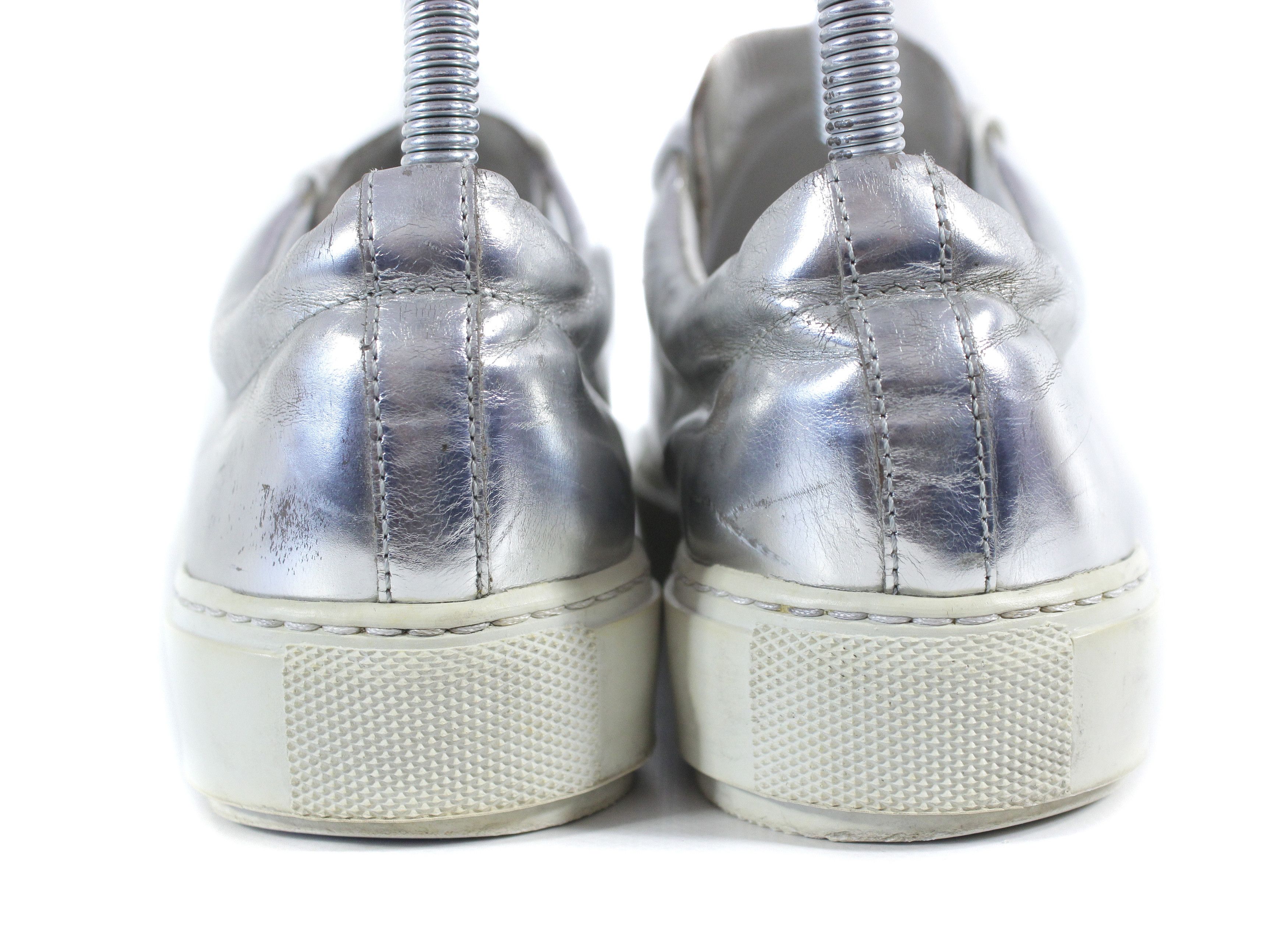 Acne Studios Silver Patent Leather Low Sneakers Size US 7 / IT 37 - 3 Thumbnail