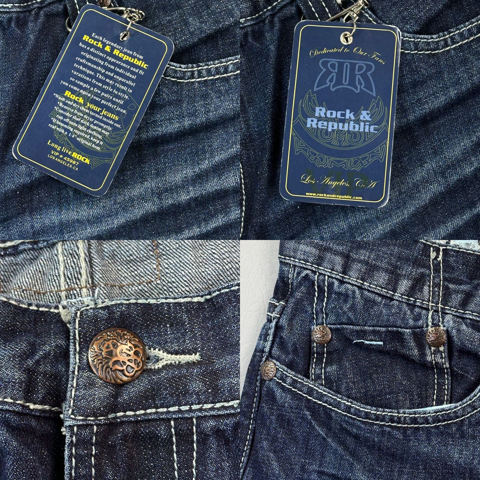 Vintage Vintage Rock & Republic Jeans Mens 40x32 Dark Wash USA Made Y2K Kiedis Skull Rock & Republic Jeans Mens 40x32 Dark Wash USA Made Y2K Size US 40 / EU 56 - 8 Thumbnail