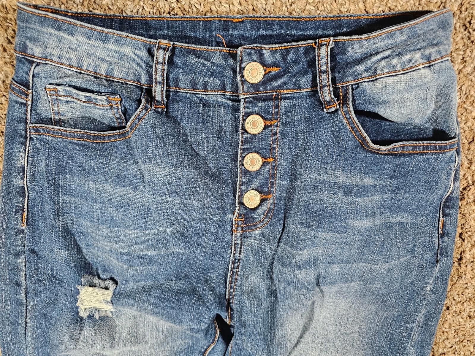 Designer Surprise Surprise Destroyed Jeans Button Fly M APPROX 28x27 Size 32" / US 10 / IT 46 - 2 Thumbnail