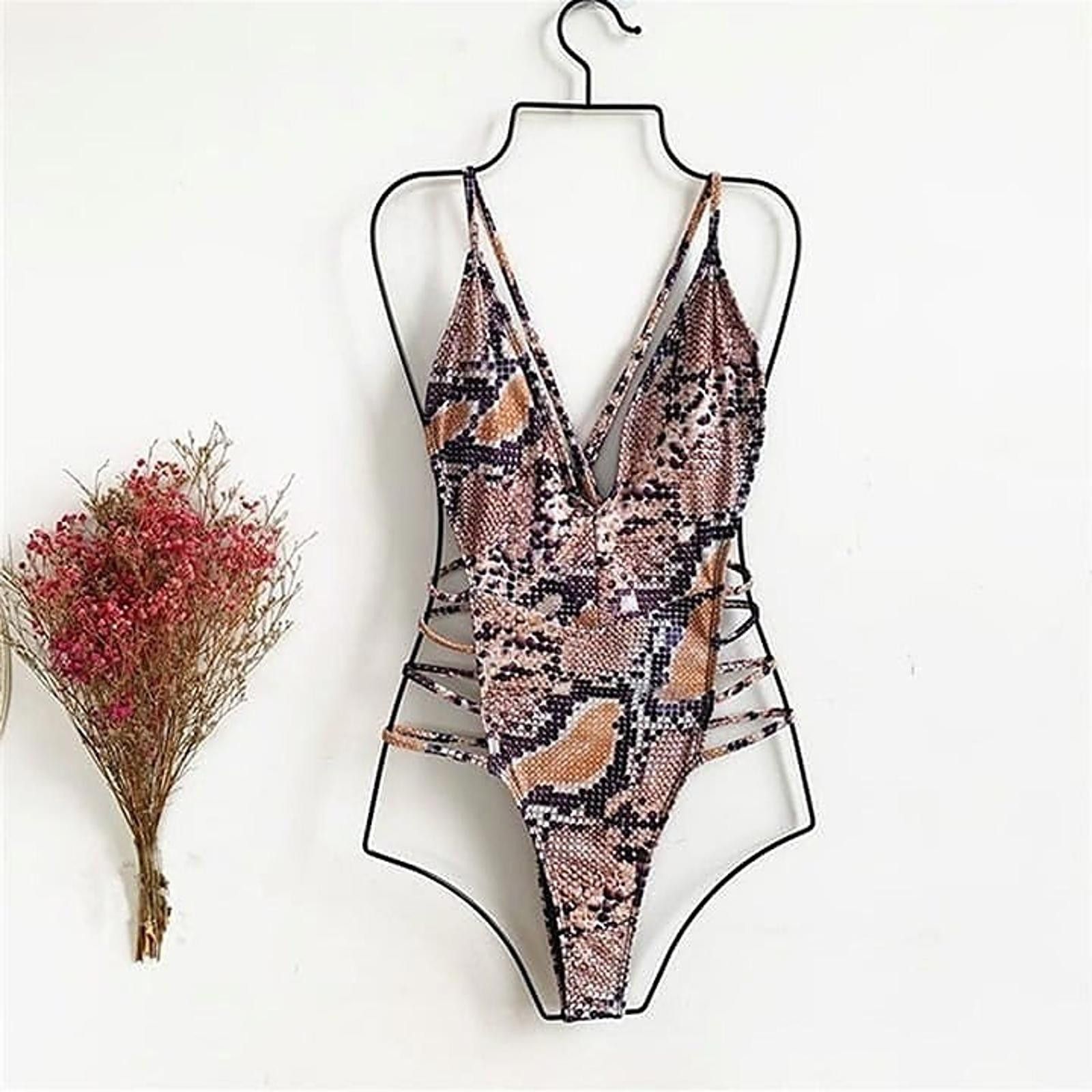 Designer Glamorous Snake Print One-Piece Swimsuit Size ONE SIZE - 5 Thumbnail