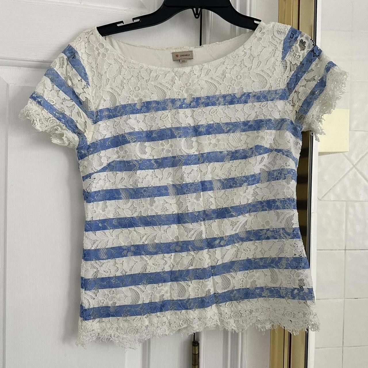 Cremieux Cremieux Women's White and Blue Tshirt Size XS / US 0-2 / IT 36-38 - 1 Thumbnail