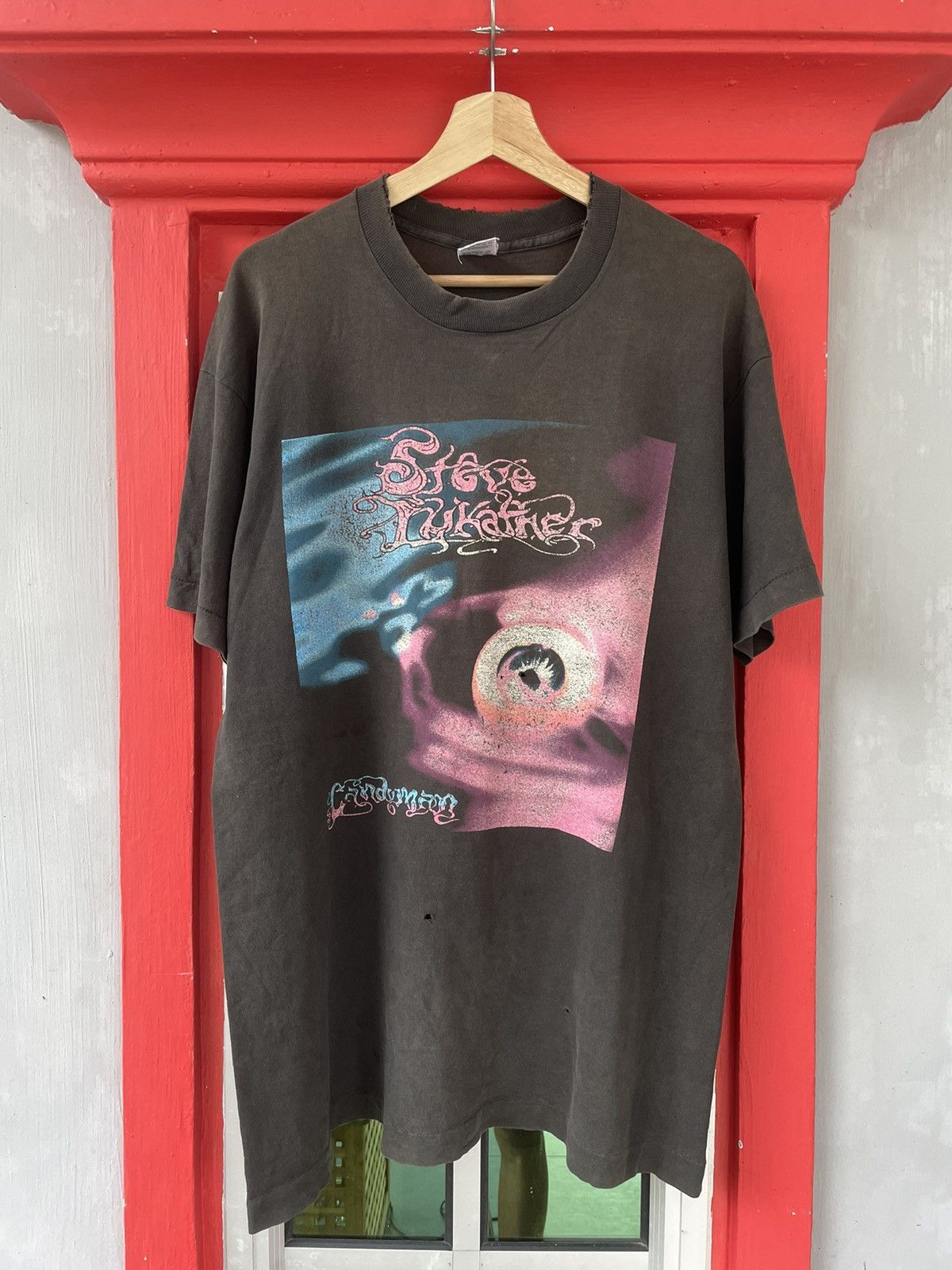 image of Band Tees x Vintage Distressed Vintage 90's Steve Lukther Candyman Tshirt in Black (Size Large)
