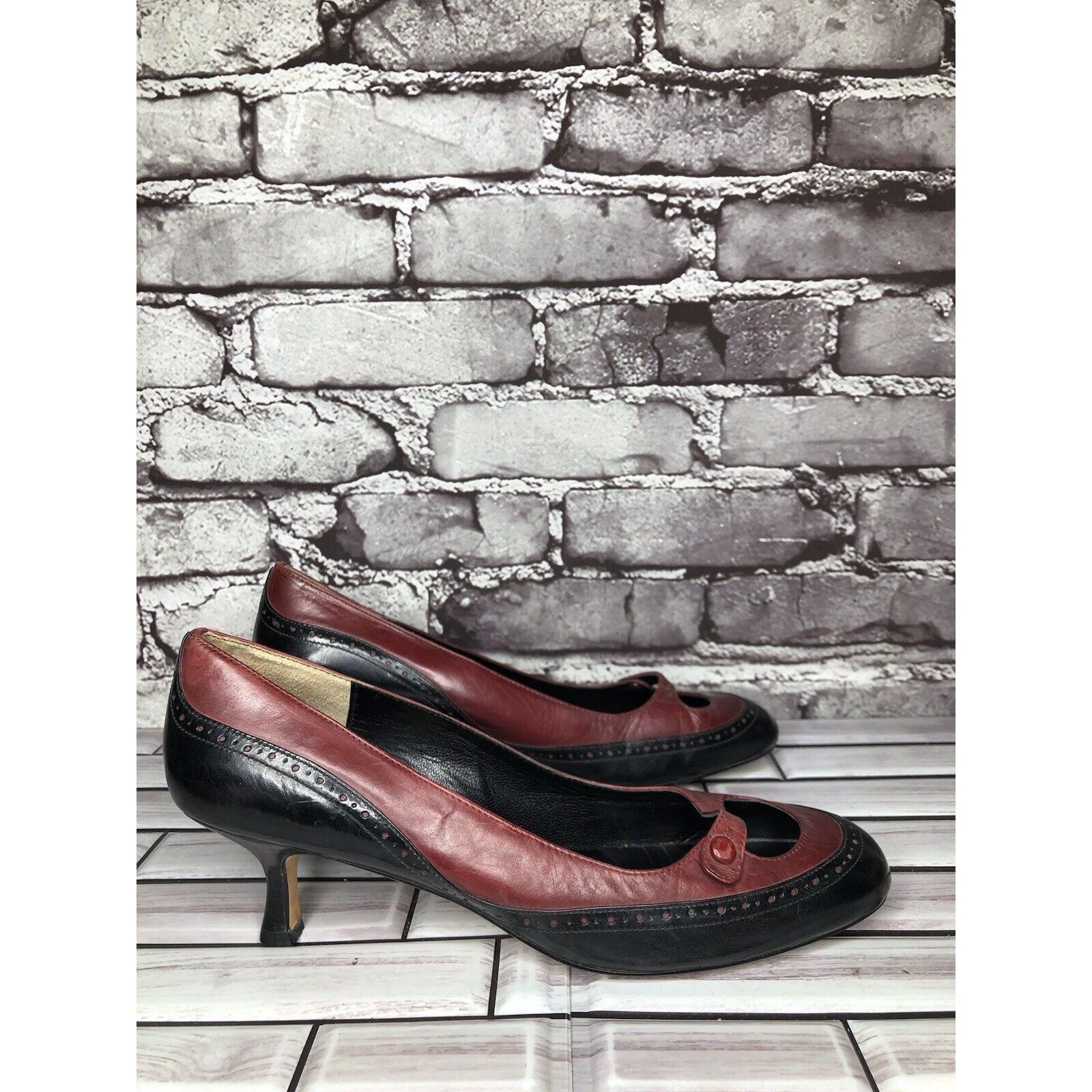 Other Max Studio Burgundy Red Leather MaryJane Strap High Heels Wo Size US 9 / IT 39 - 3 Thumbnail