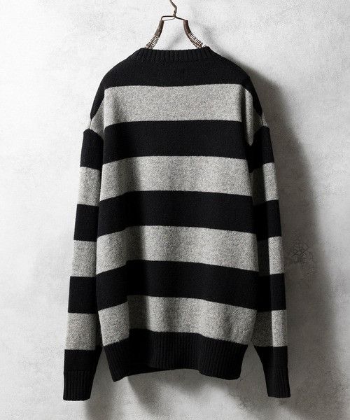Number (N)ine number nine SHETLAND WOOL WIDE STRIPED KNIT Sweater Size US L / EU 52-54 / 3 - 3 Thumbnail