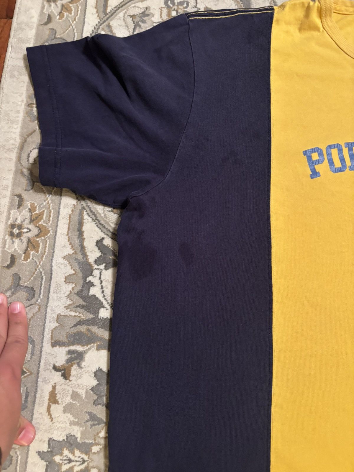 Polo Ralph Lauren Vintage Polo Jeans Company #09 T-Shirt Yellow and Blue Size US XL / EU 56 / 4 - 3 Thumbnail