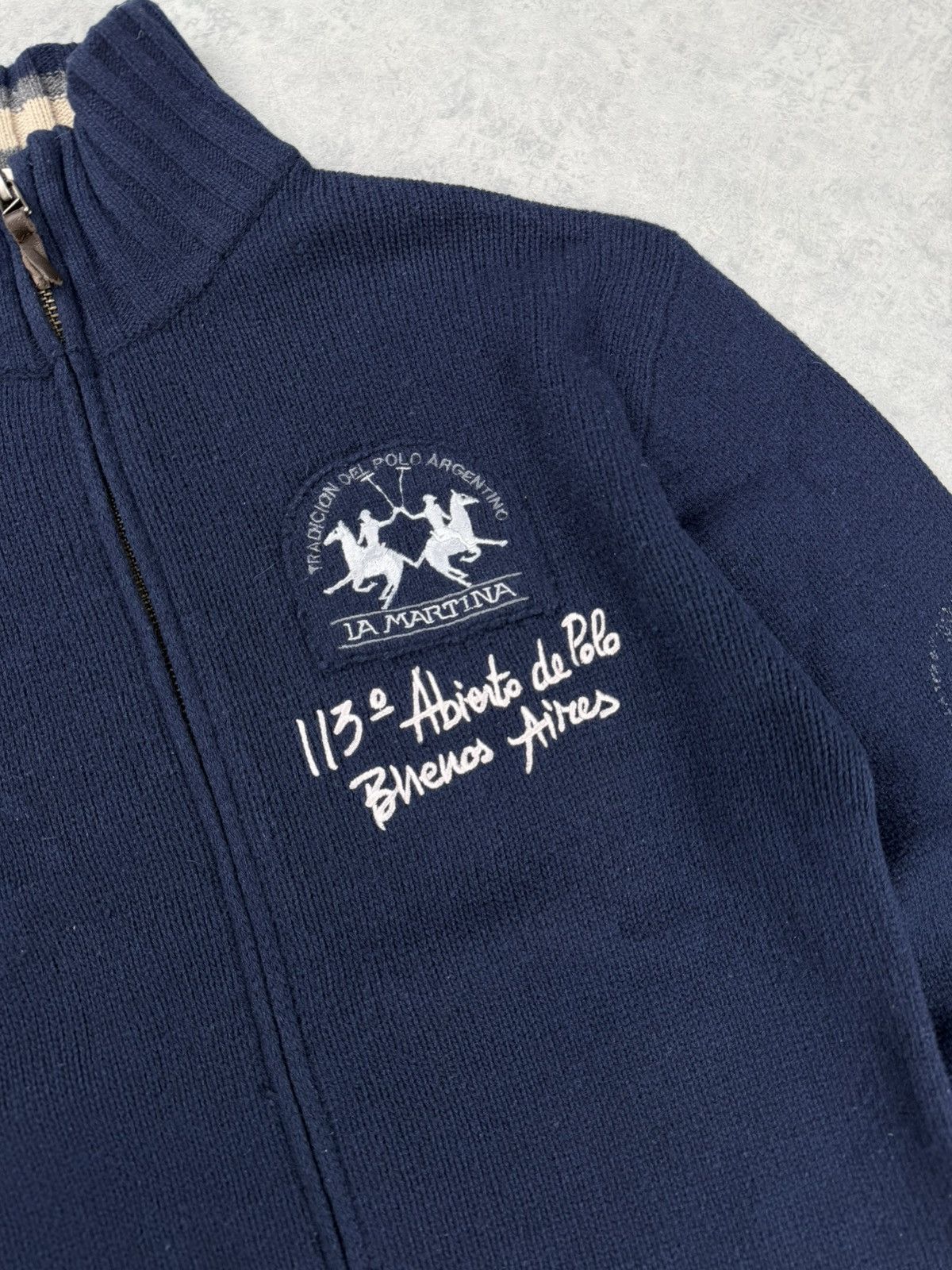 La Martina La Martina Men’s Merino Wool Full Zip Sweater Navy Size M Size US M / EU 48-50 / 2 - 3 Thumbnail