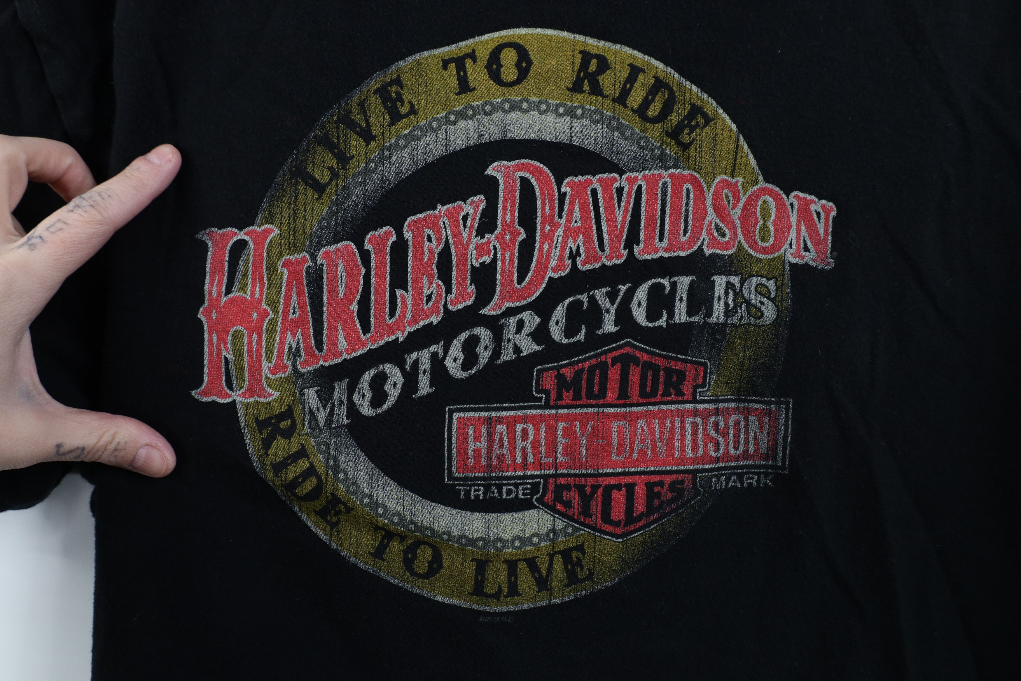 Harley Davidson Vintage Y2K Harley Davidson Spell Tornado Oklahoma T-Shirt Size US XL / EU 56 / 4 - 4 Thumbnail