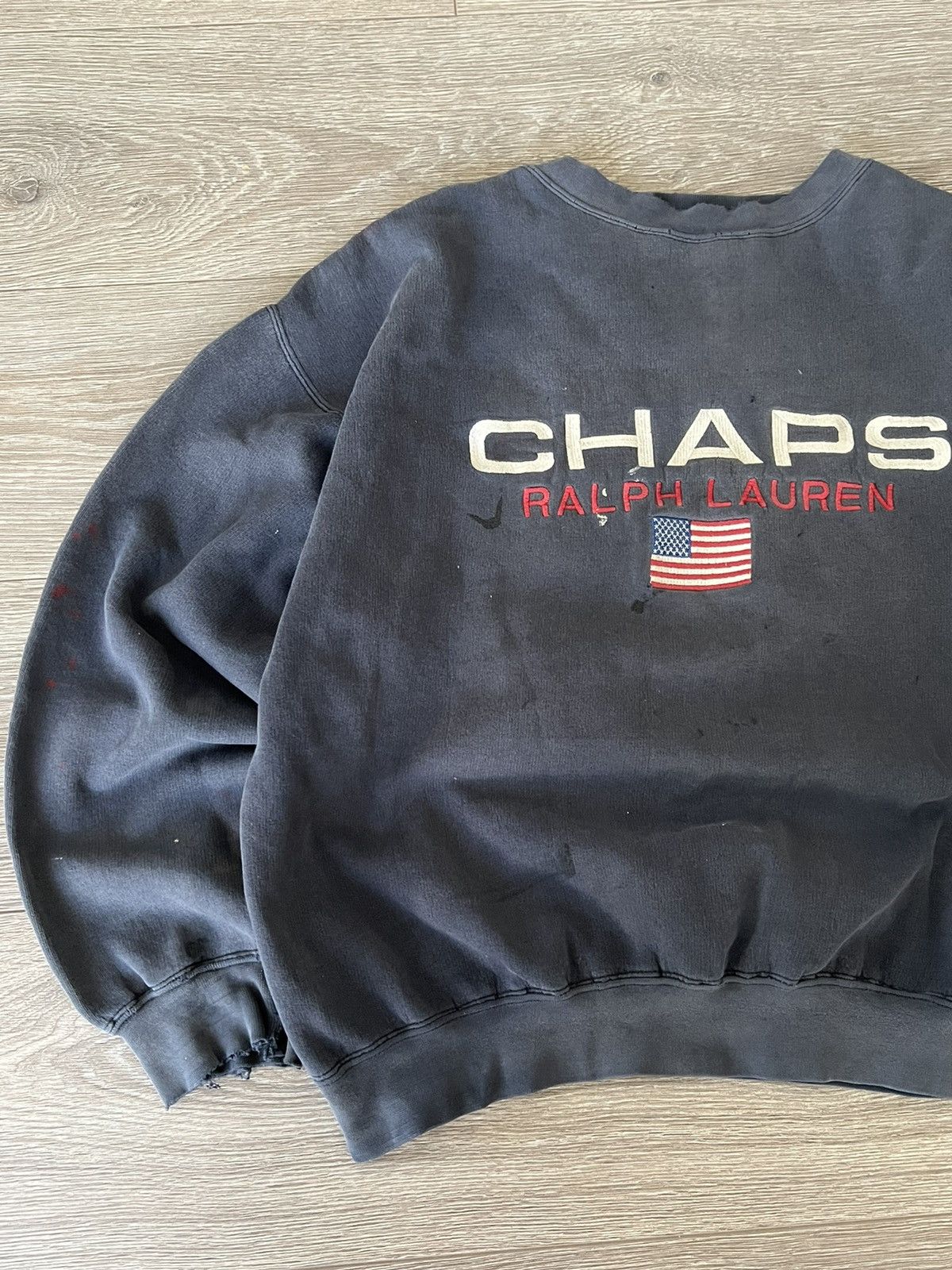 Chaps Ralph Lauren × Polo Ralph Lauren × Vintage Vintage 💥 Chaps Ralph Lauren USA Flag Sweatshirt distressed Size US M / EU 48-50 / 2 - 6 Thumbnail