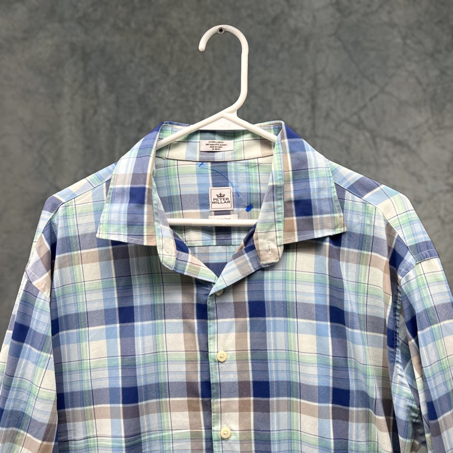 Peter Millar VINTAGE Peter Millar Shirt Men XL Blue Button-Down Nylon Plaid Size US XL / EU 56 / 4 - 1 Thumbnail