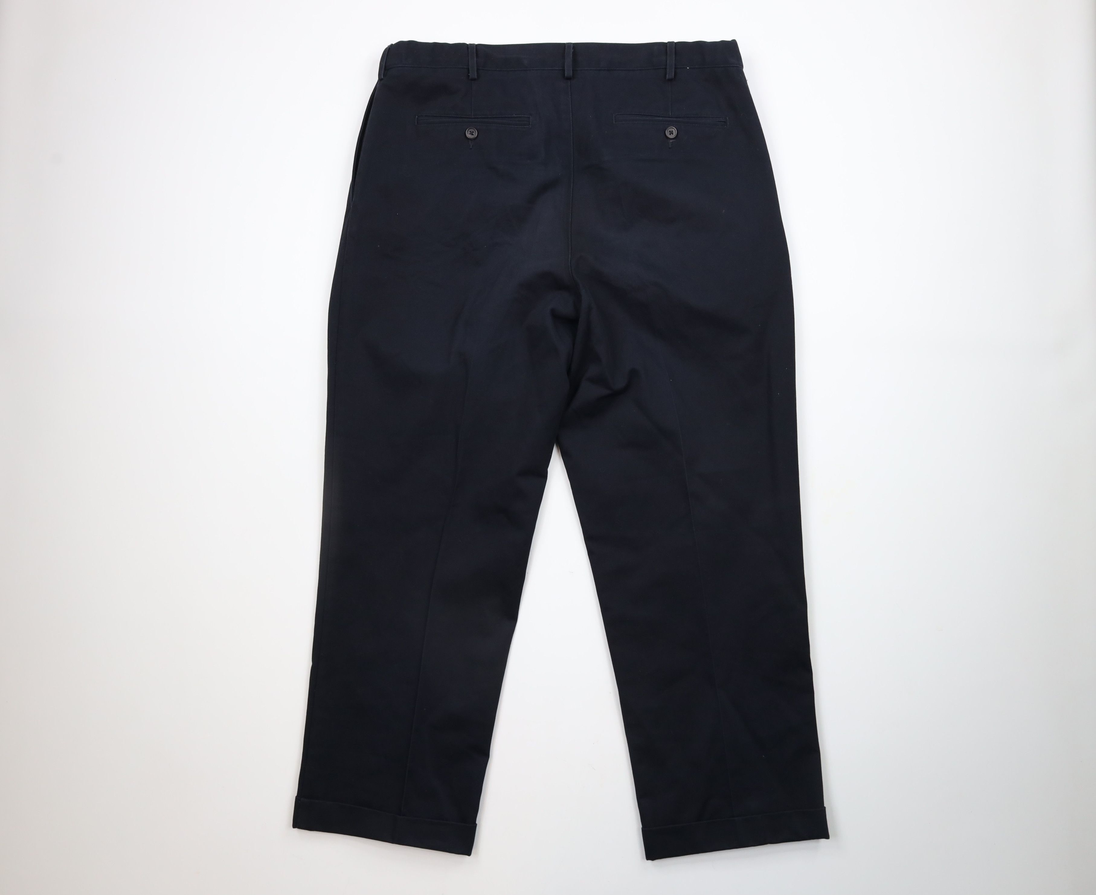Lands' End × Vintage Vintage Lands End Cuffed Wide Leg Chino Pants Navy Blue Size US 38 / EU 54 - 8 Thumbnail