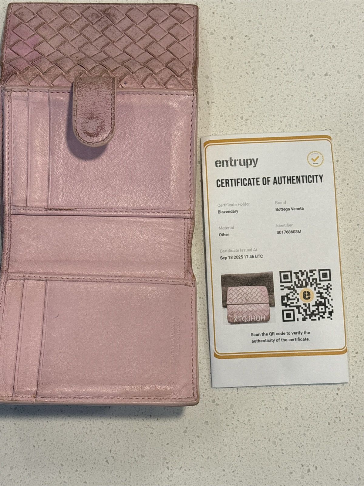 Bottega Veneta Bottega Veneta Pink Leather Woven Wallet Bi Fold Card Holder Size ONE SIZE - 15 Thumbnail
