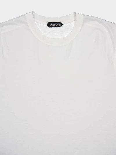 Tom Ford o1s22i1n0125 Cotton Lyocell T-Shirt in White Size US M / EU 48-50 / 2 - 5 Thumbnail