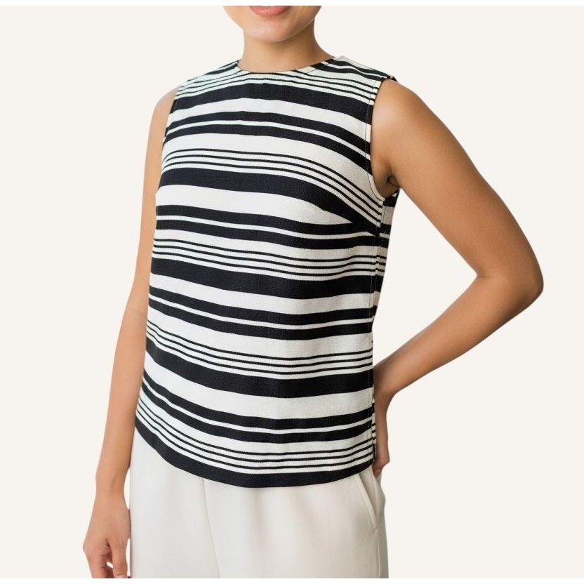 RED Valentino NWT Valentino Top Blouse 8 US IT 44 Navy Blue White Stripe N Size M / US 6-8 / IT 42-44 - 1 Thumbnail