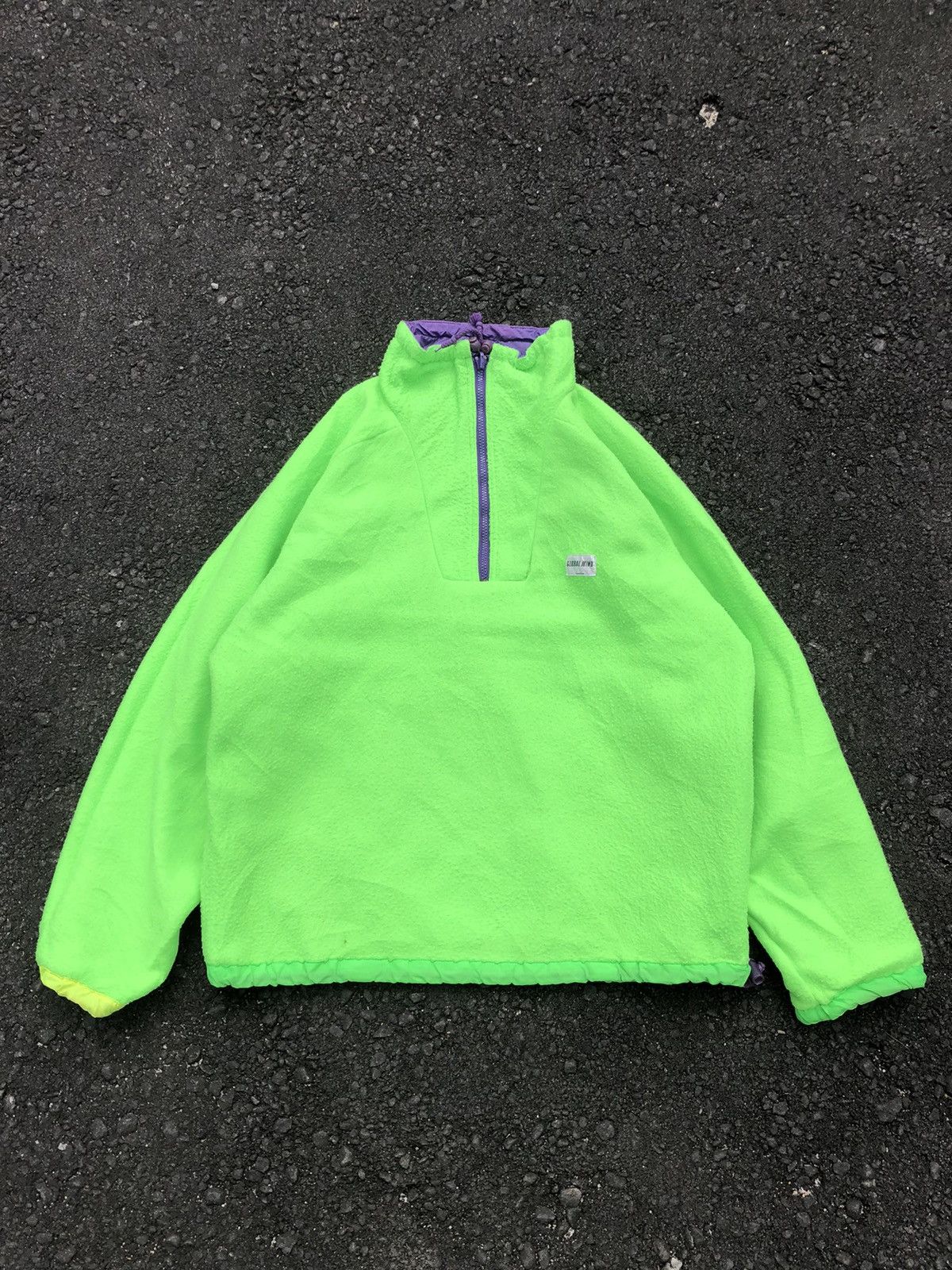 Japanese Brand Vtg Global Mind Neon Colourblock Anorak Halfzipper Jacket Size US XXL / EU 58 / 5 - 16 Thumbnail