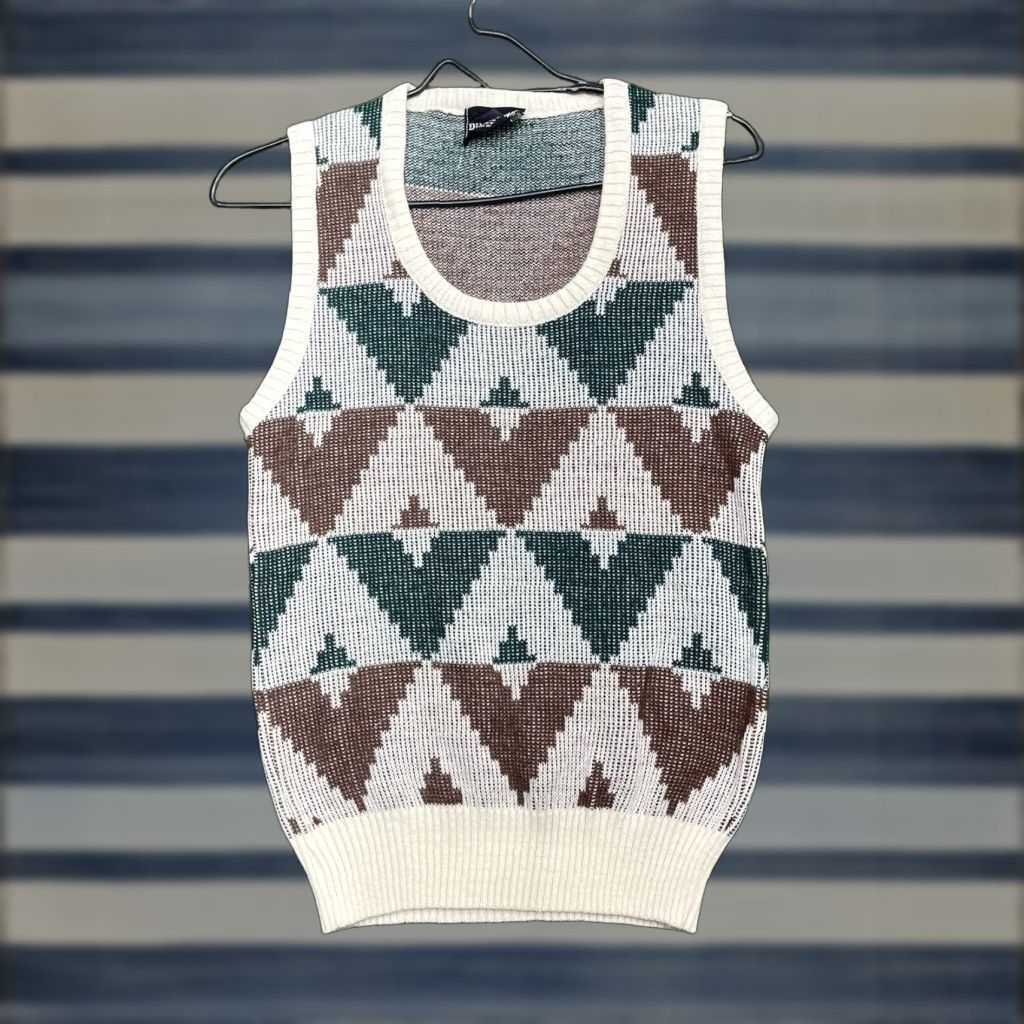 Vintage VINTAGE Profile: Dimension by Milford Sweater Vest Mens Small 70s Aztec Knit Golf Hippy Size US S / EU 44-46 / 1 - 1 Thumbnail