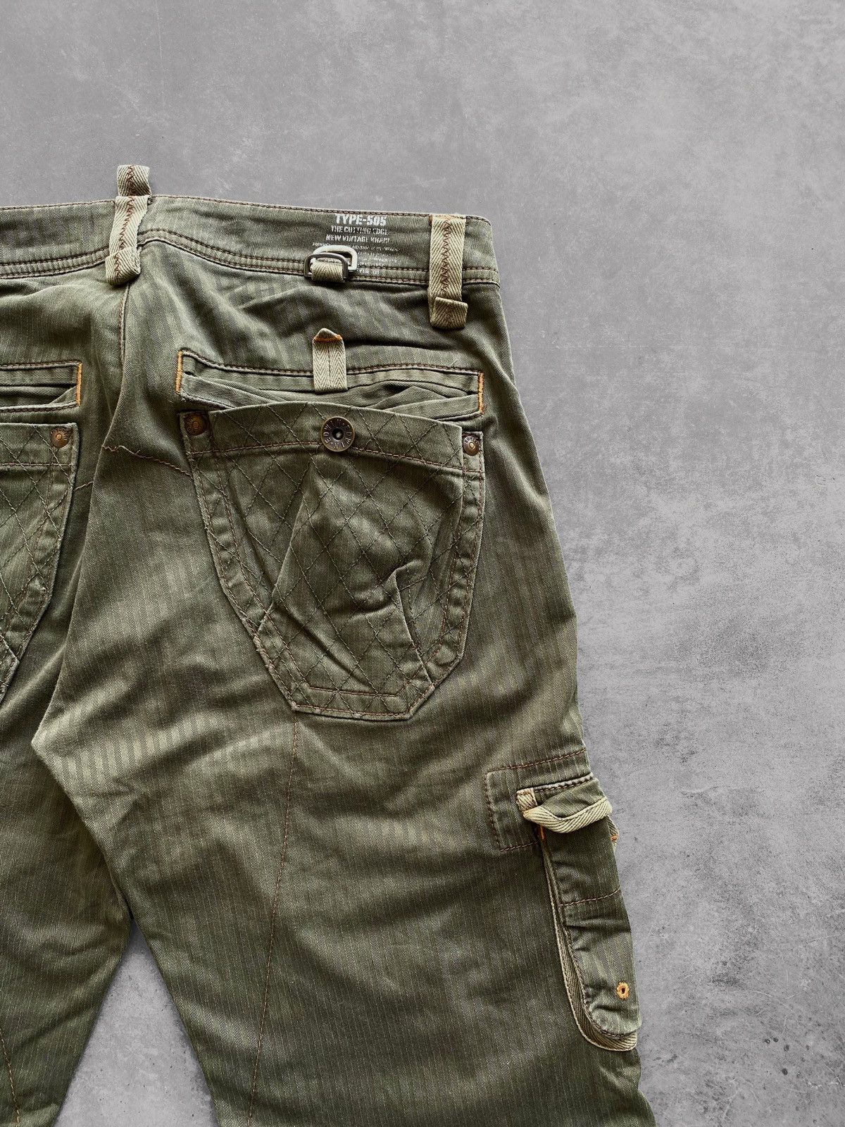 Edwin 🔥Flared🔥Vtg Edwin Japan 505 Cargo Pants Military Green Size US 32 / EU 48 - 8 Thumbnail