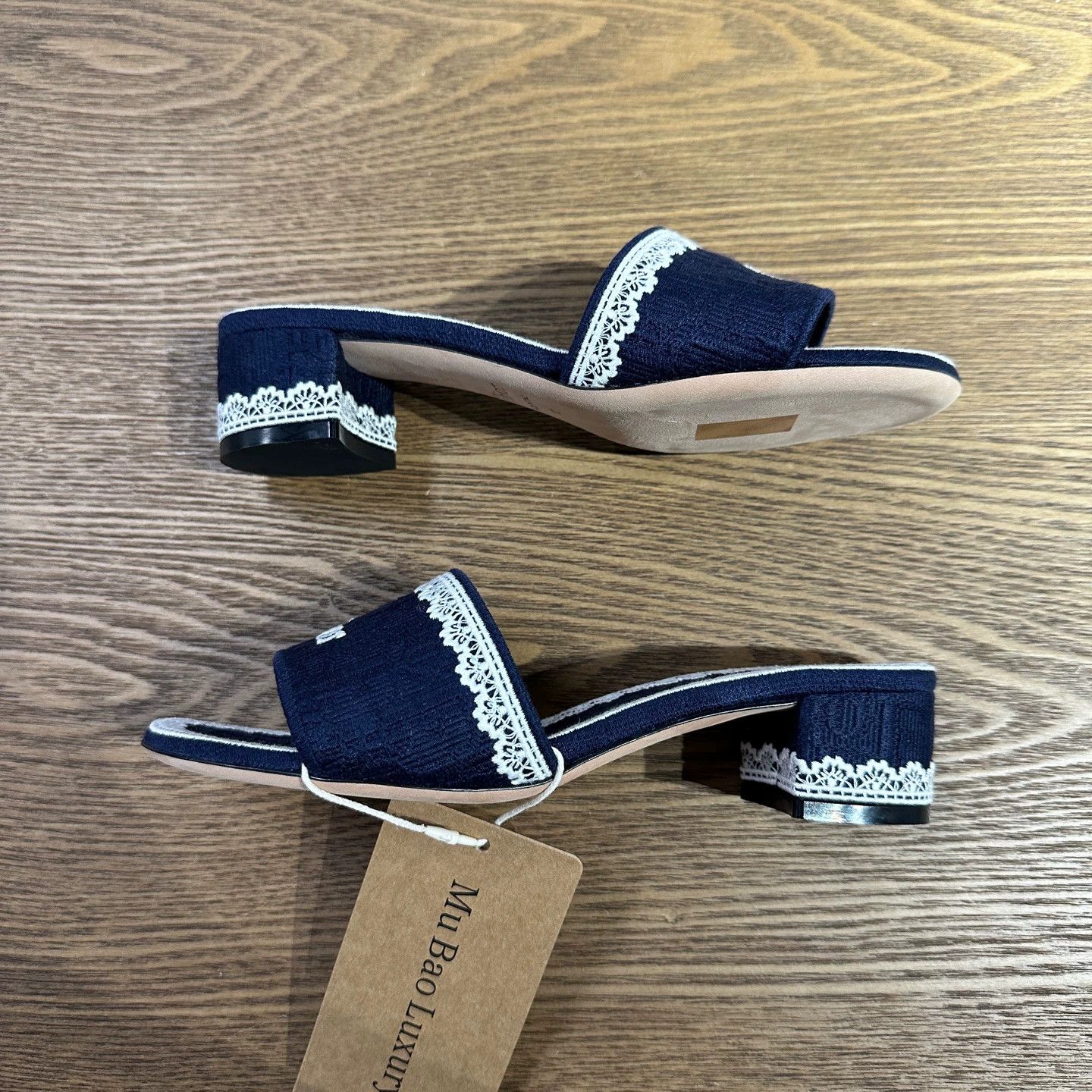 Christian Dior Monsieur Christian Dior 26SS Lace Logo Emb Block Heel Sandal 37 New Size US 6.5 / IT 36.5 - 3 Thumbnail