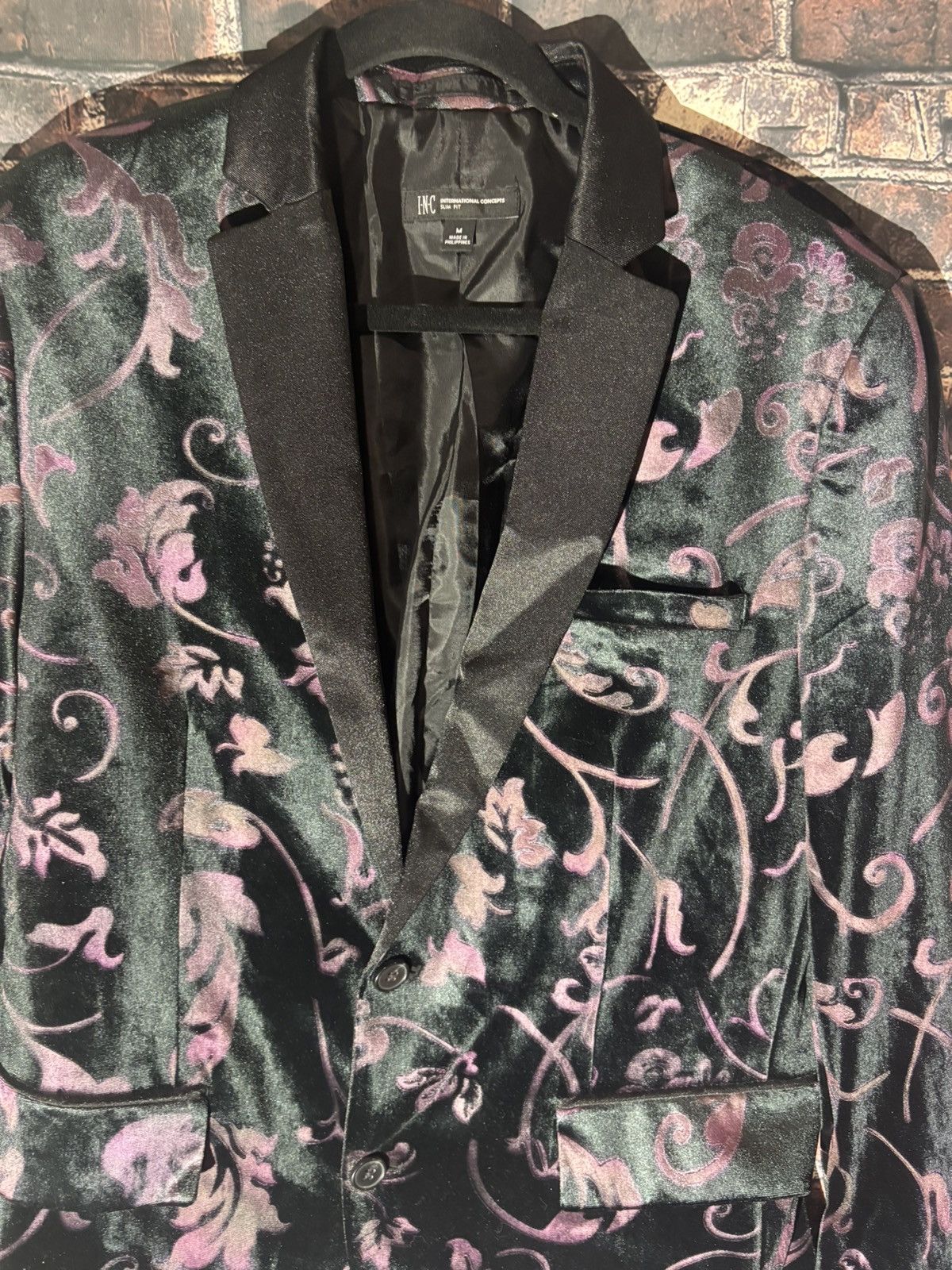 I.N.C INC International Concepts Velvet Floral Blazer Jacket 42R Size 38R - 2 Thumbnail