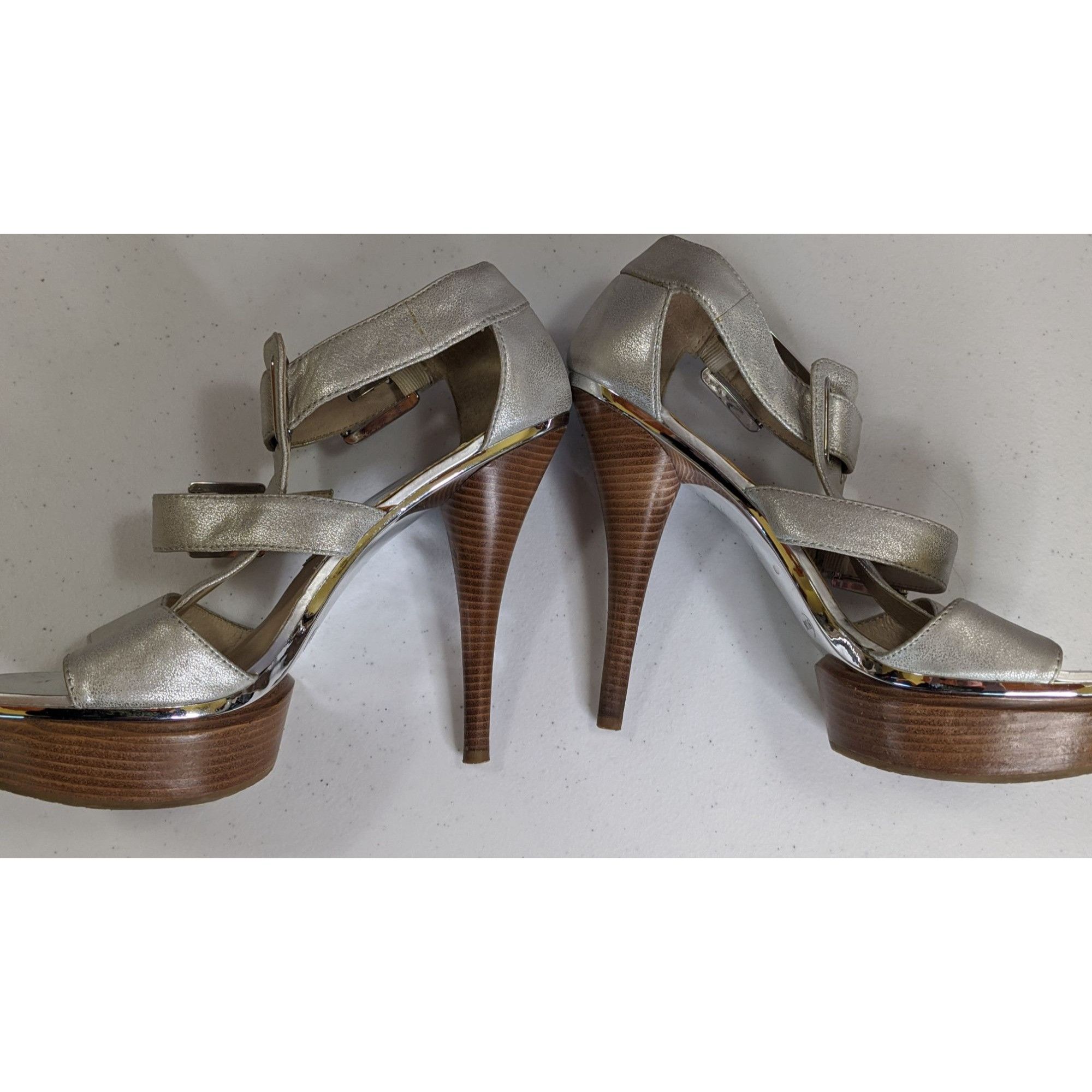Michael Kors Michael Michael Kors Metallic Silver High Heel Sandals 9.5M Size US 9.5 / IT 39.5 - 8 Thumbnail