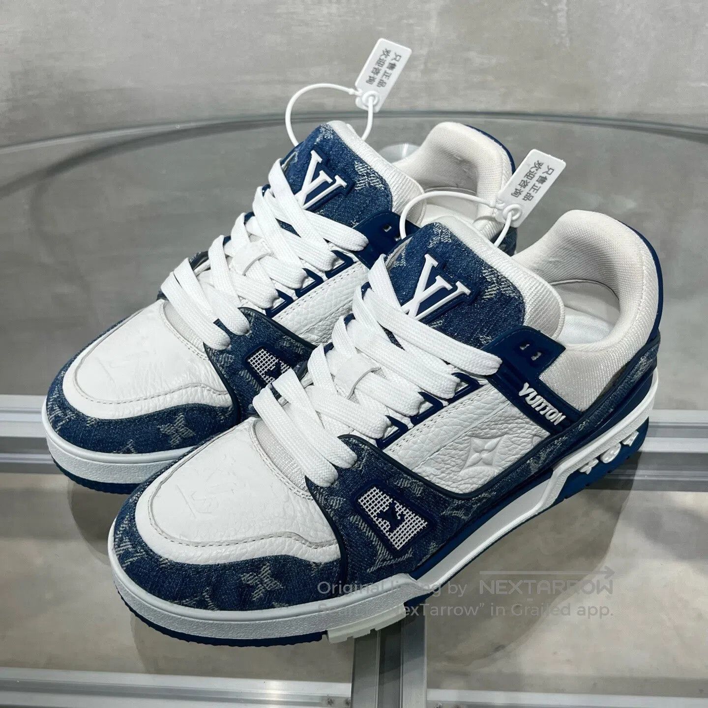 Louis Vuitton Louis Vuitton Trainer Low-Top Board Shoes Blue and White Size US 7 / IT 37 - 1 Thumbnail