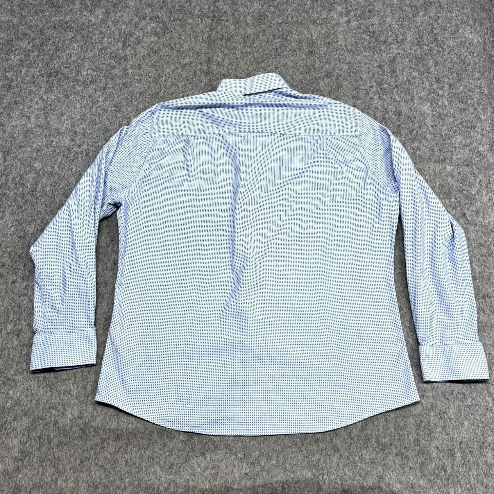 Vintage Duchamp Blue Geometric Dress Shirt Mens XL Size 46R - 2 Thumbnail