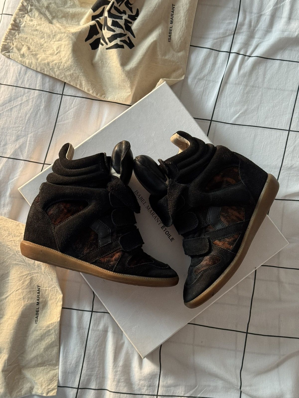 Isabel Marant Isabel Marant Bekett sneakers shoes Washed Black Suede Wedge Size US 7 / IT 37 - 25 Thumbnail