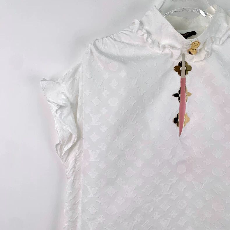 Louis Vuitton Louis Vuitton Cotton sleeveless shirt with full jacquard w Size S / US 4 / IT 40 - 3 Thumbnail