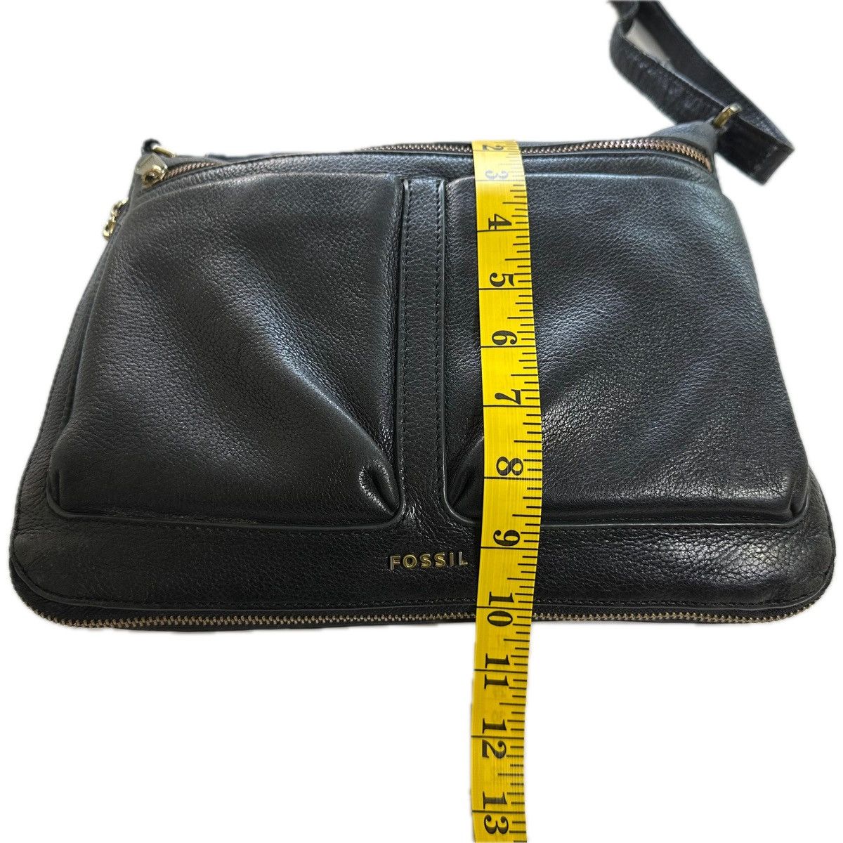Fossil Fossil Black Pebbled Leather Crossbody Bag ZipTop Expandable Size ONE SIZE - 15 Thumbnail