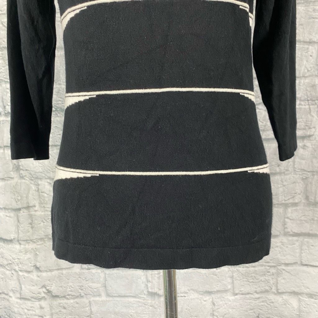 Other Venini women M scoopneck stripe sweater 3/4 sleeves black & Size M / US 6-8 / IT 42-44 - 2 Thumbnail