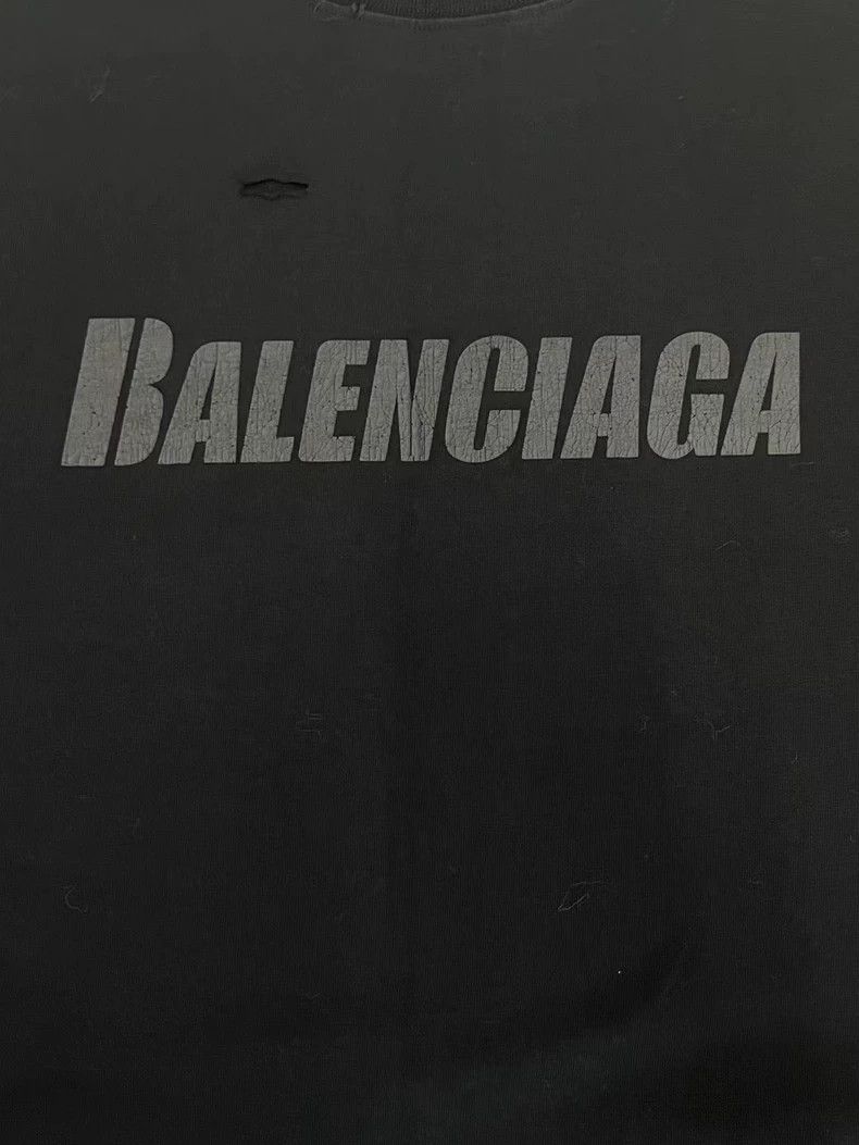 Balenciaga Balenciaga Letter Print Crew Neck Ripped Short Sleeve T-Sh Size XXS / US 00 / IT 34 - 3 Thumbnail