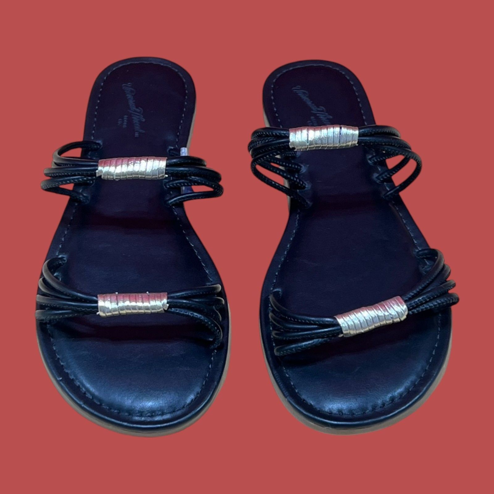 Other Universal Thread - Women's Aura Two Band Slide Sandals - Bla Size US 7.5 / IT 37.5 - 4 Thumbnail
