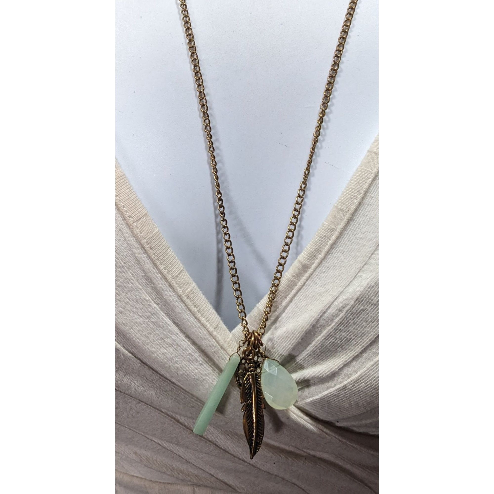 Other Charming Charlie Bohemian Charm Necklace Mint And Gold Tone Size ONE SIZE - 4 Thumbnail