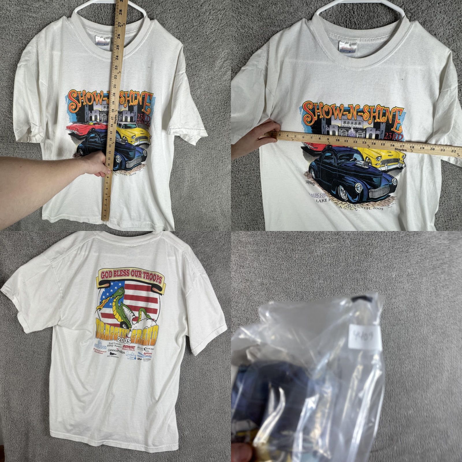 Hanes VINTAGE Show-N-Shine Shirt Mens Large White 2005 Car Show Graphic Tee Hanes Size US L / EU 52-54 / 3 - 8 Thumbnail