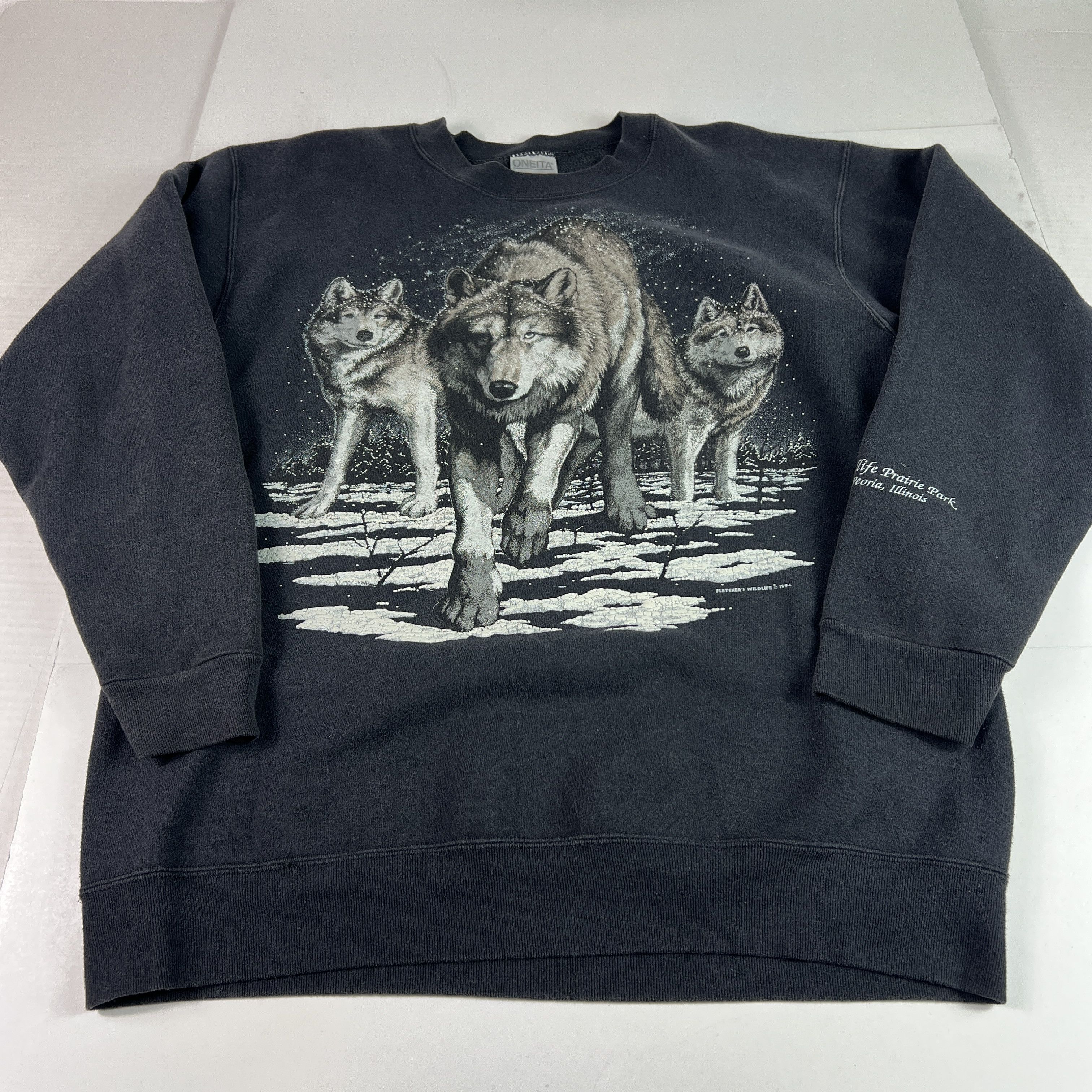 Other VTG 90s Nature Wolf Wolves Sweatshirt Black Faded Crewneck Size US L / EU 52-54 / 3 - 1 Thumbnail