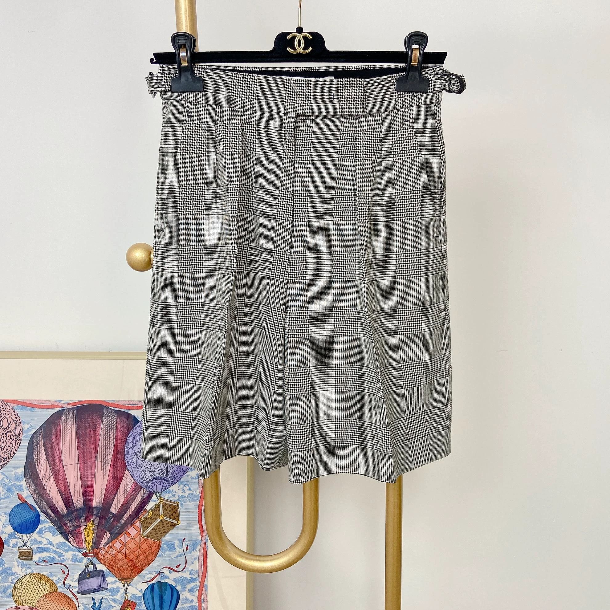 Max Mara Maxmara Gray Check Shorts F36 Size 25" / US 0 / IT 36 - 2 Thumbnail