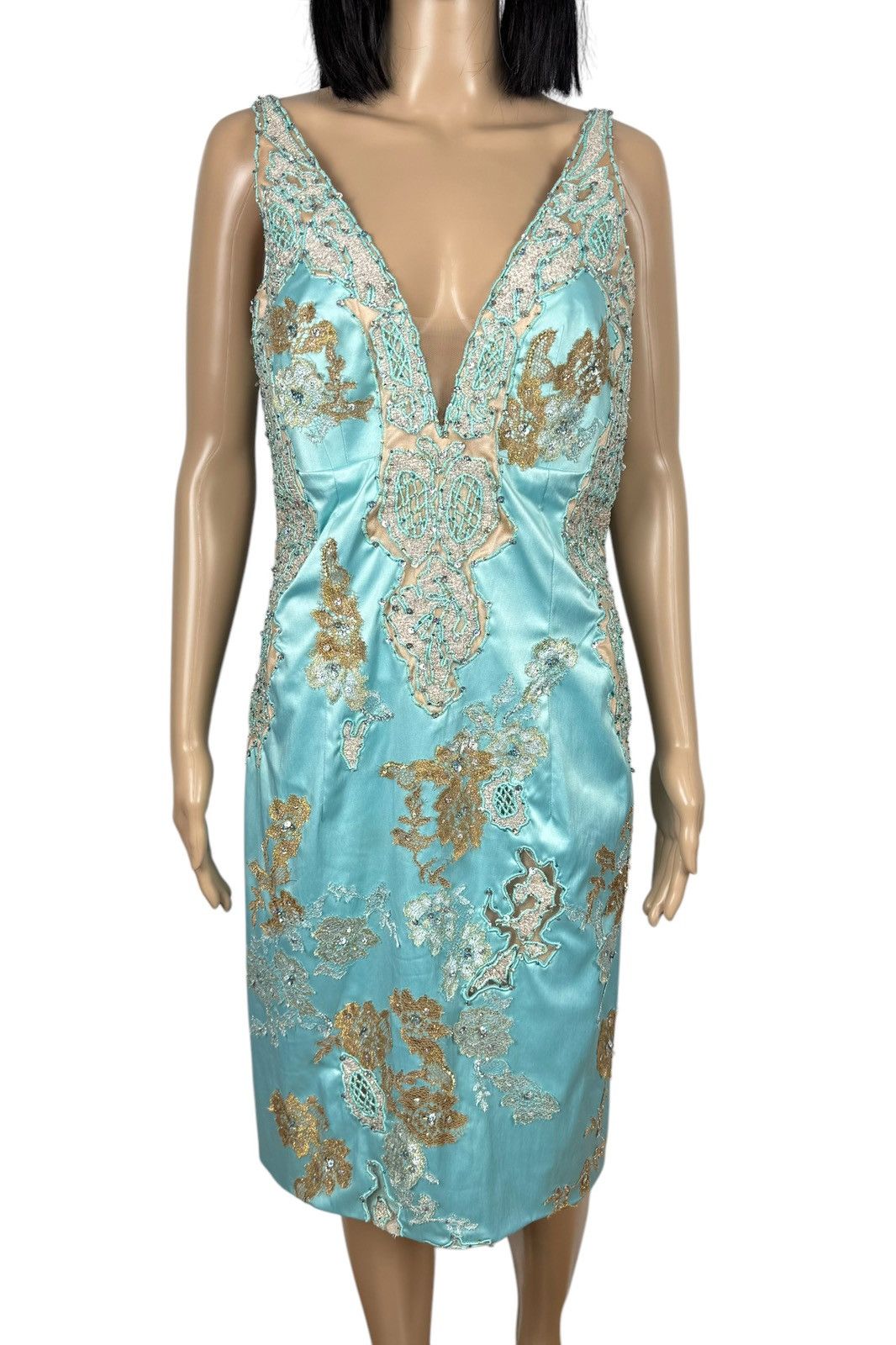 Designer Mandalay Julian Joyce Evening Coctail Dress Aqua size 14 Size XL / US 12-14 / IT 48-50 - 3 Thumbnail