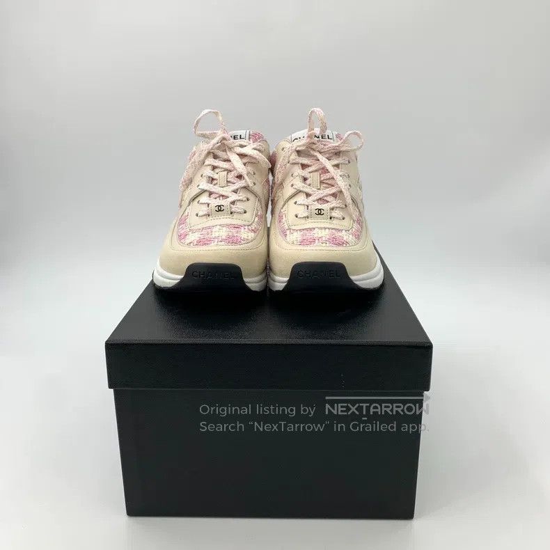 Chanel Chanel Colour-blocked logo tweed casual sneakers Size US 8 / IT 38 - 8 Thumbnail